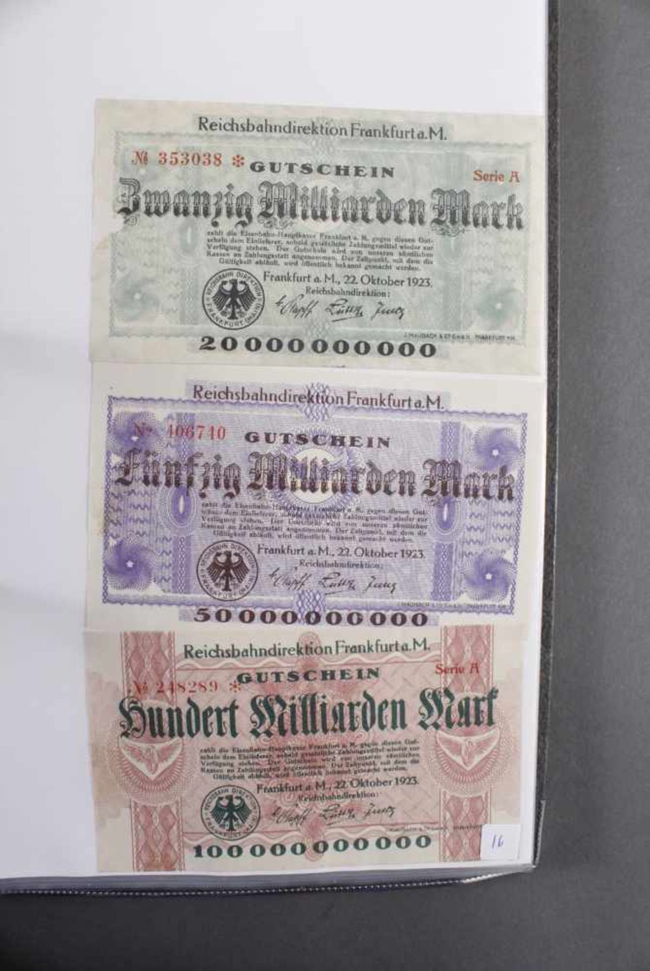 Sammlung Reichsbahn NotgeldscheineWeit über 70 Notgeldscheine, nach Reichspostdirektionen sortiert. - Bild 3 aus 7