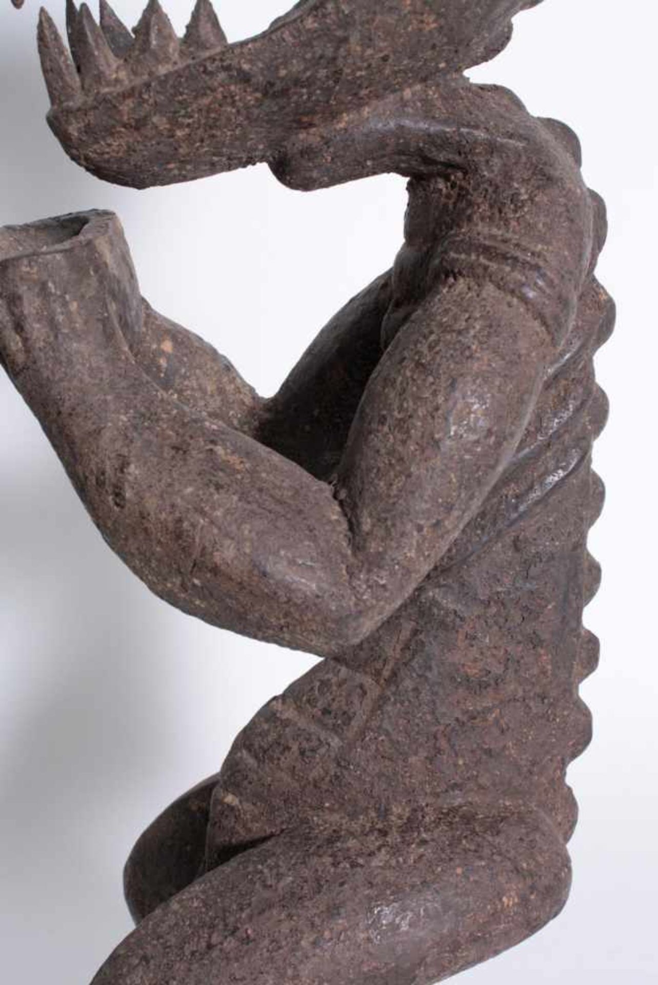 Ältere Figur der Baule, stehende Affenstatue, "Mbra"Holz geschnitzt, Affenfigur mit Opferschale, - Bild 6 aus 6