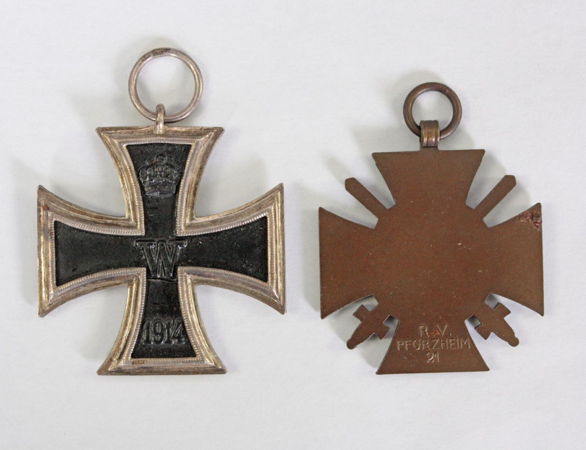 2 Orden, WK IEin Eisernes Kreuz 2. Klasse 1914 und ein Deutsches Ehrenkreuz für Frontkämpfer 1914/ - Bild 2 aus 2