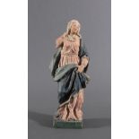 Holzskulptur, Maria mit langem Gewand, 19. JahrhundertDarstellung Maria, den Blick nach vorne