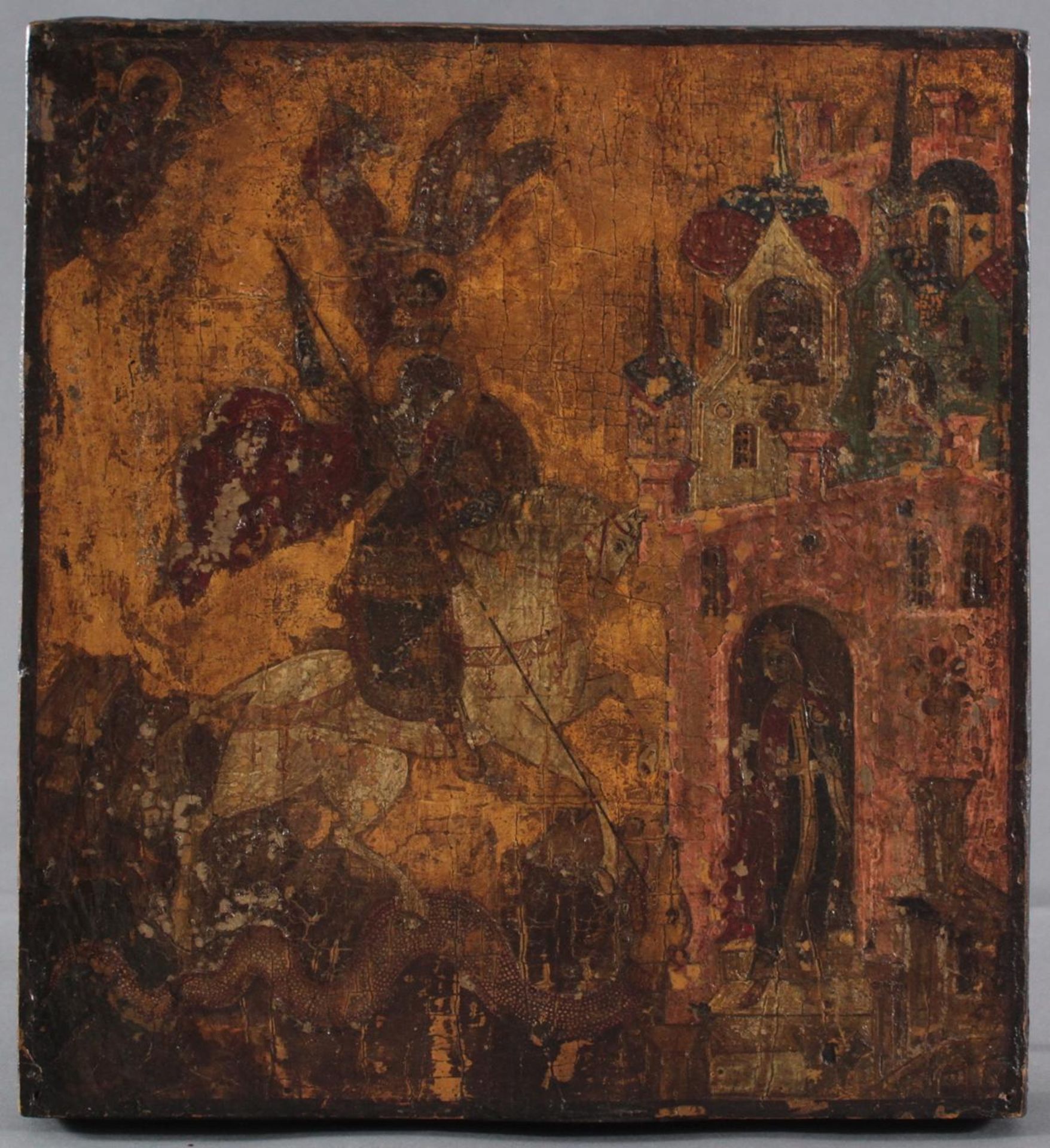 Ikone "Heiliger Georg der Drachentöter", Russland 19. Jh.