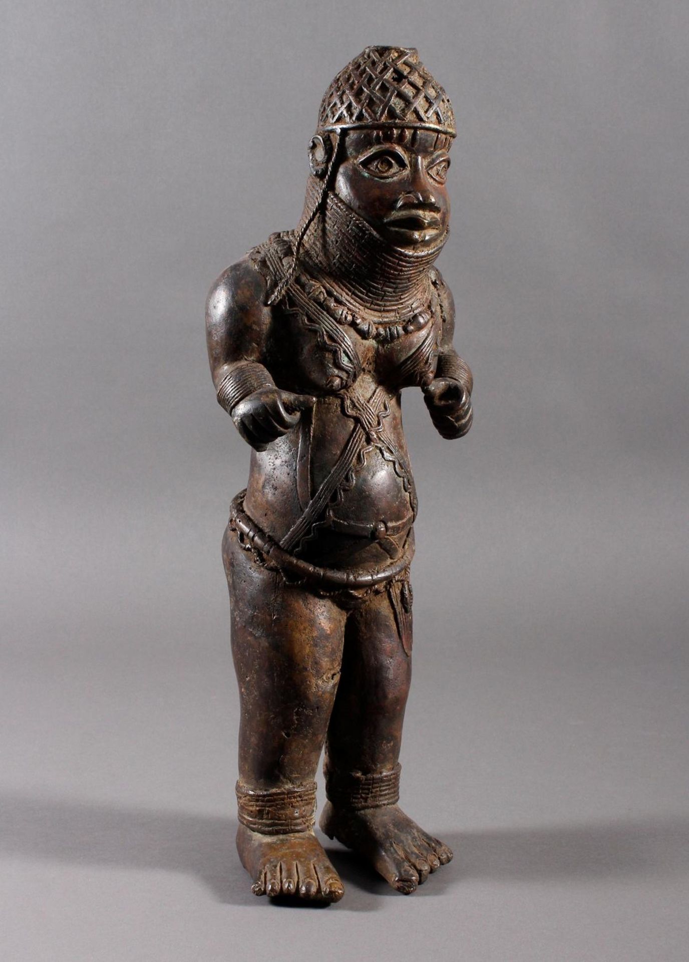 Bronze Gedenkfigur, Benin, Nigeria, 20. Jahrhundert