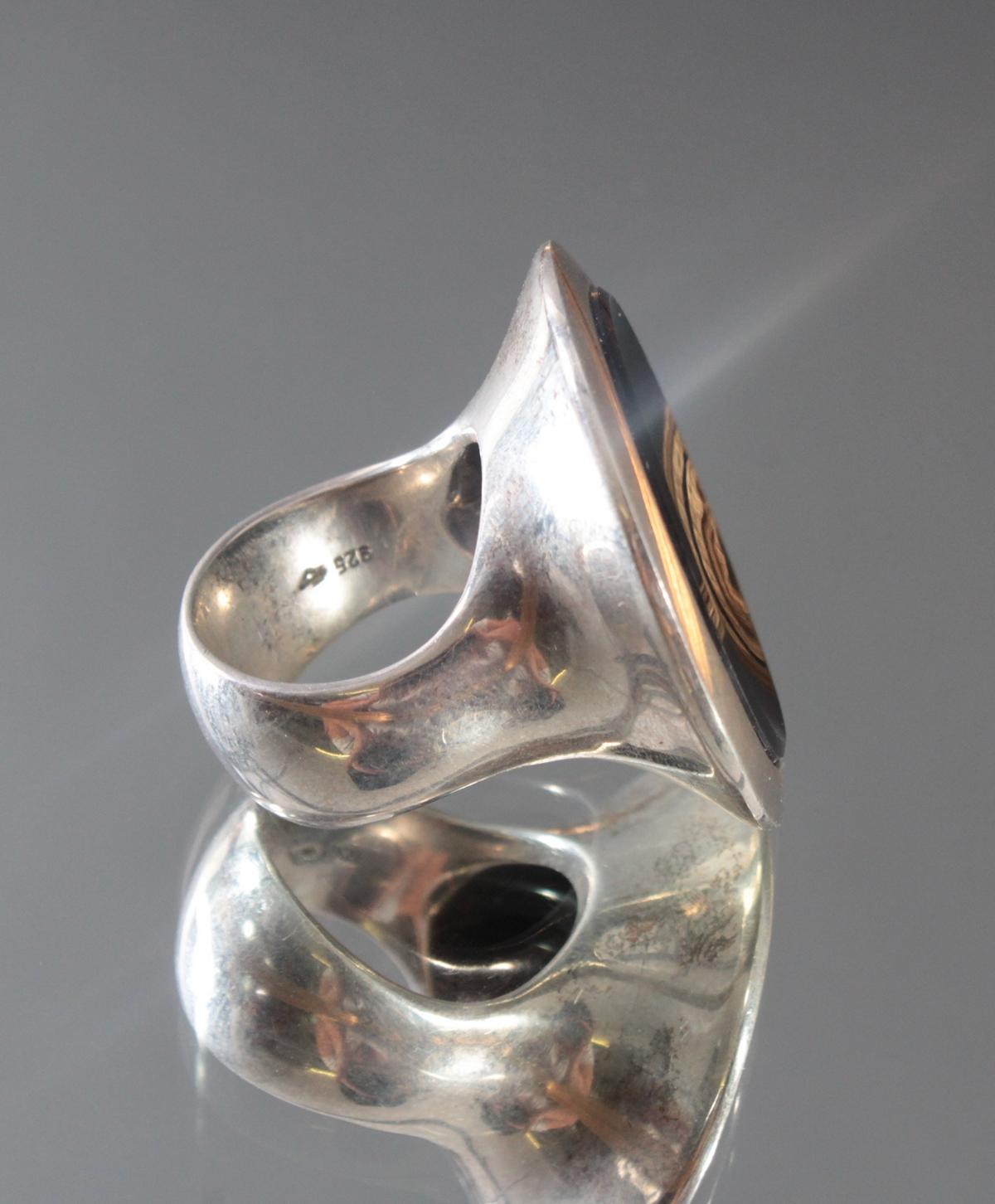 Sterlingsilber-Ring mit Onyx - Image 3 of 5