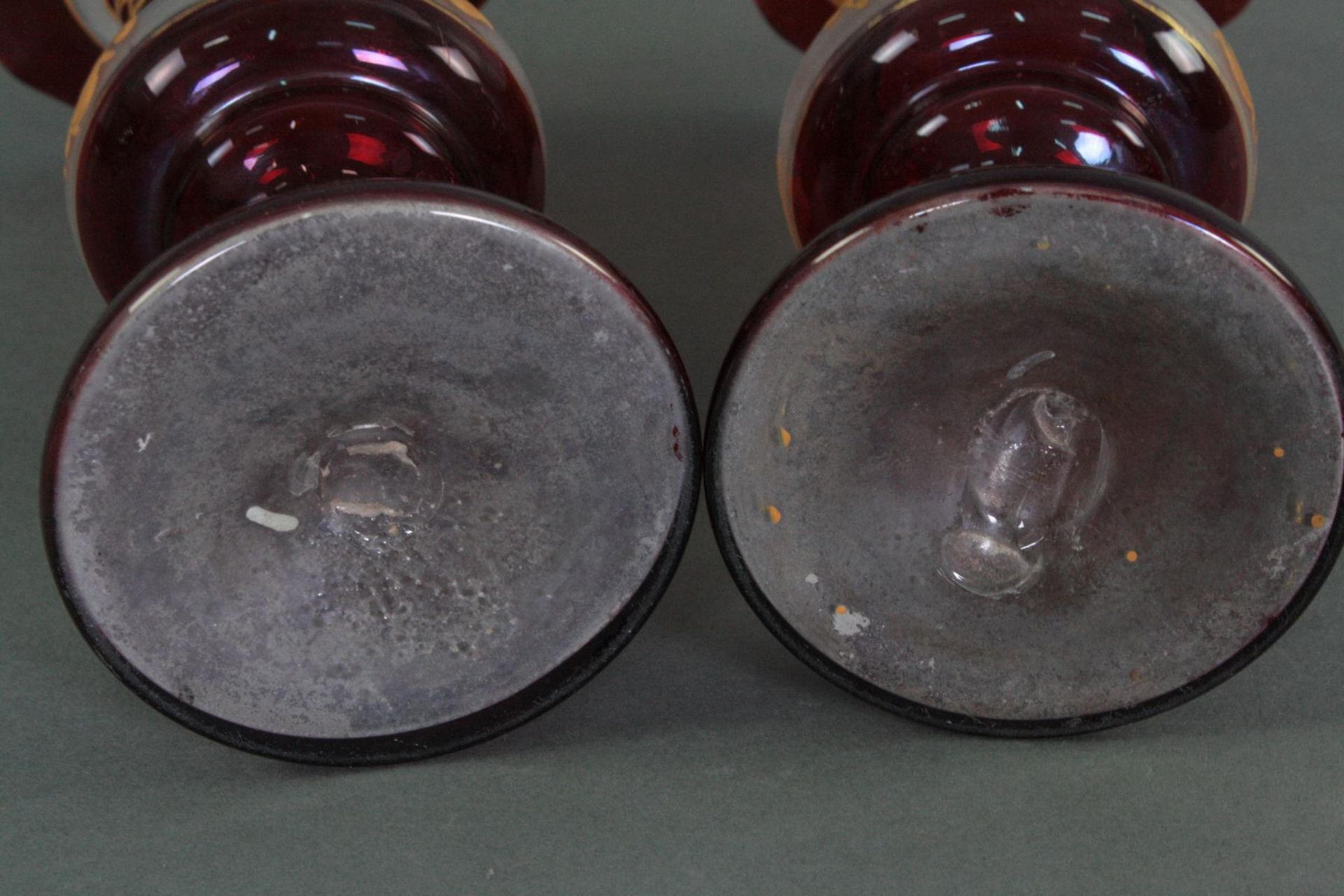 Paar Biedermeier Glas Vasen - Bild 3 aus 4