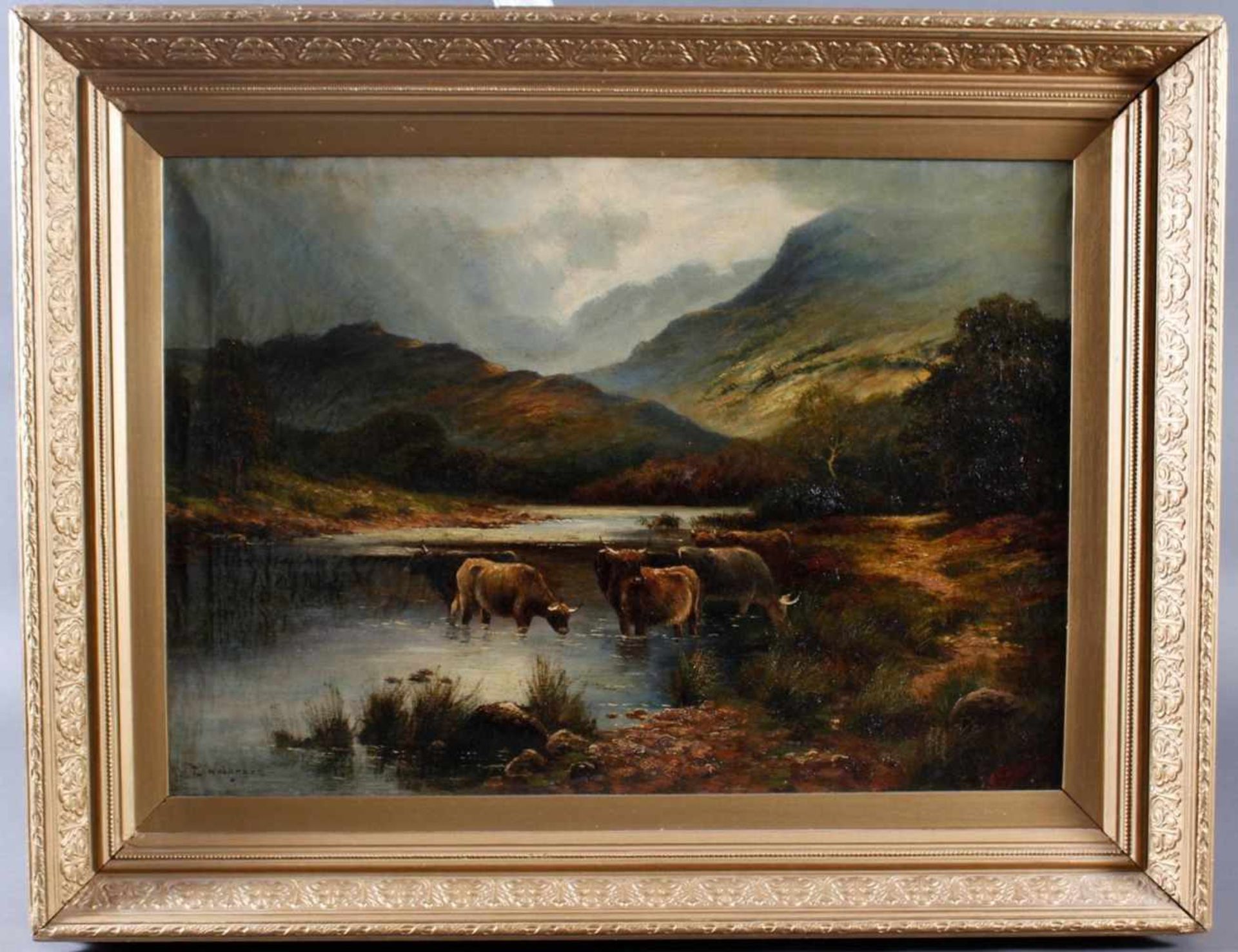 Ernest Charles WALBOURN (1872-1927), Berglandschaft mit Wasserbüffel