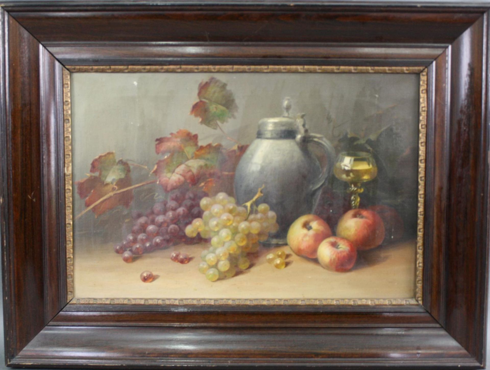 Stillleben mit Zinnkrug und Früchte, 19. Jahrhundert