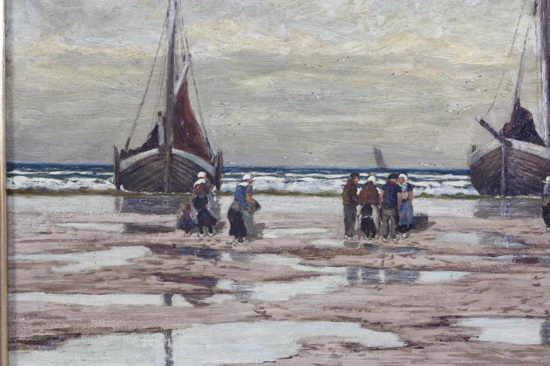 Carl Fey 1867 - 1939, Wattenmeer mit Seegelbooten und Personenstaffage - Bild 3 aus 5
