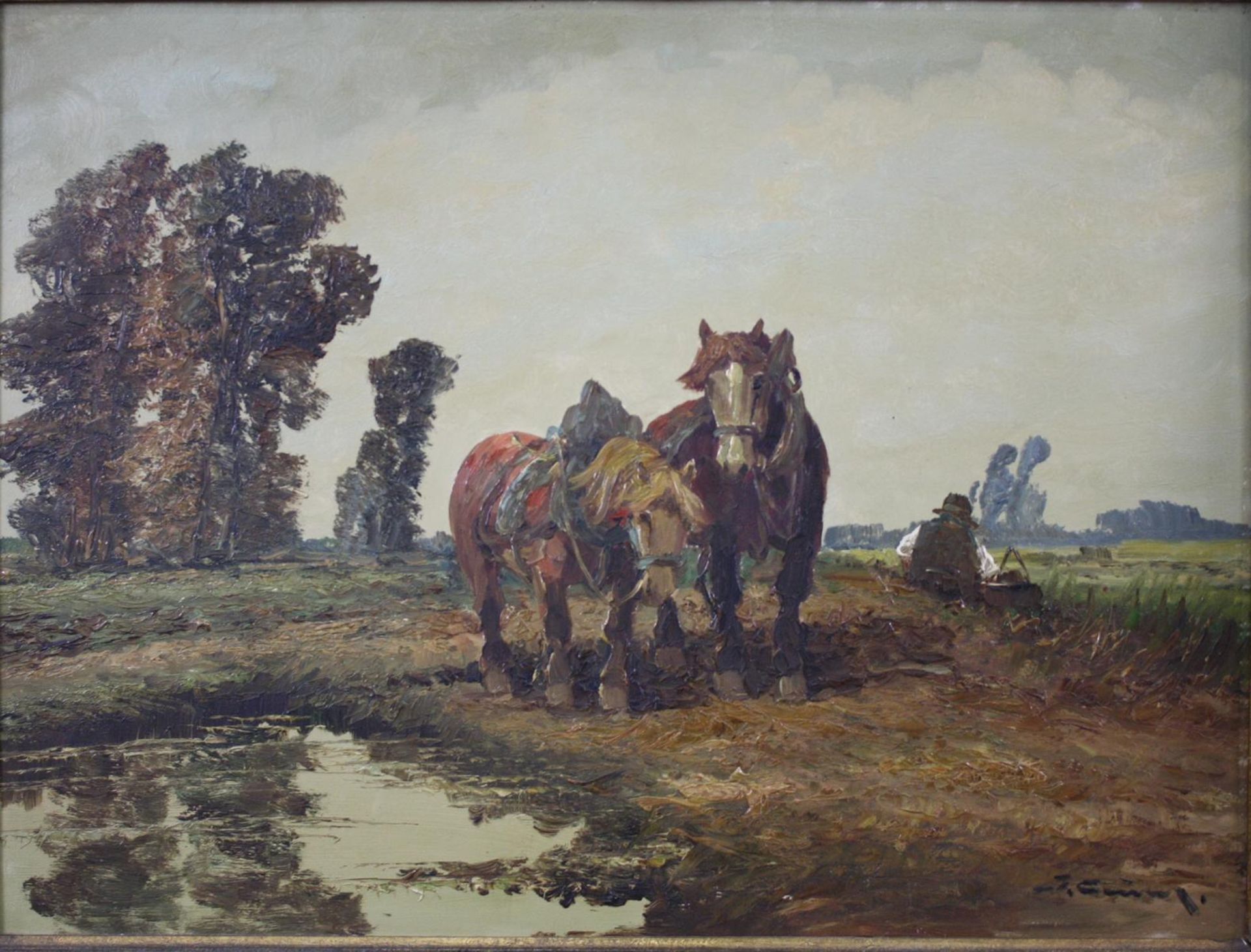 Bauer und Pferde bei der Feldarbeit - Image 2 of 4