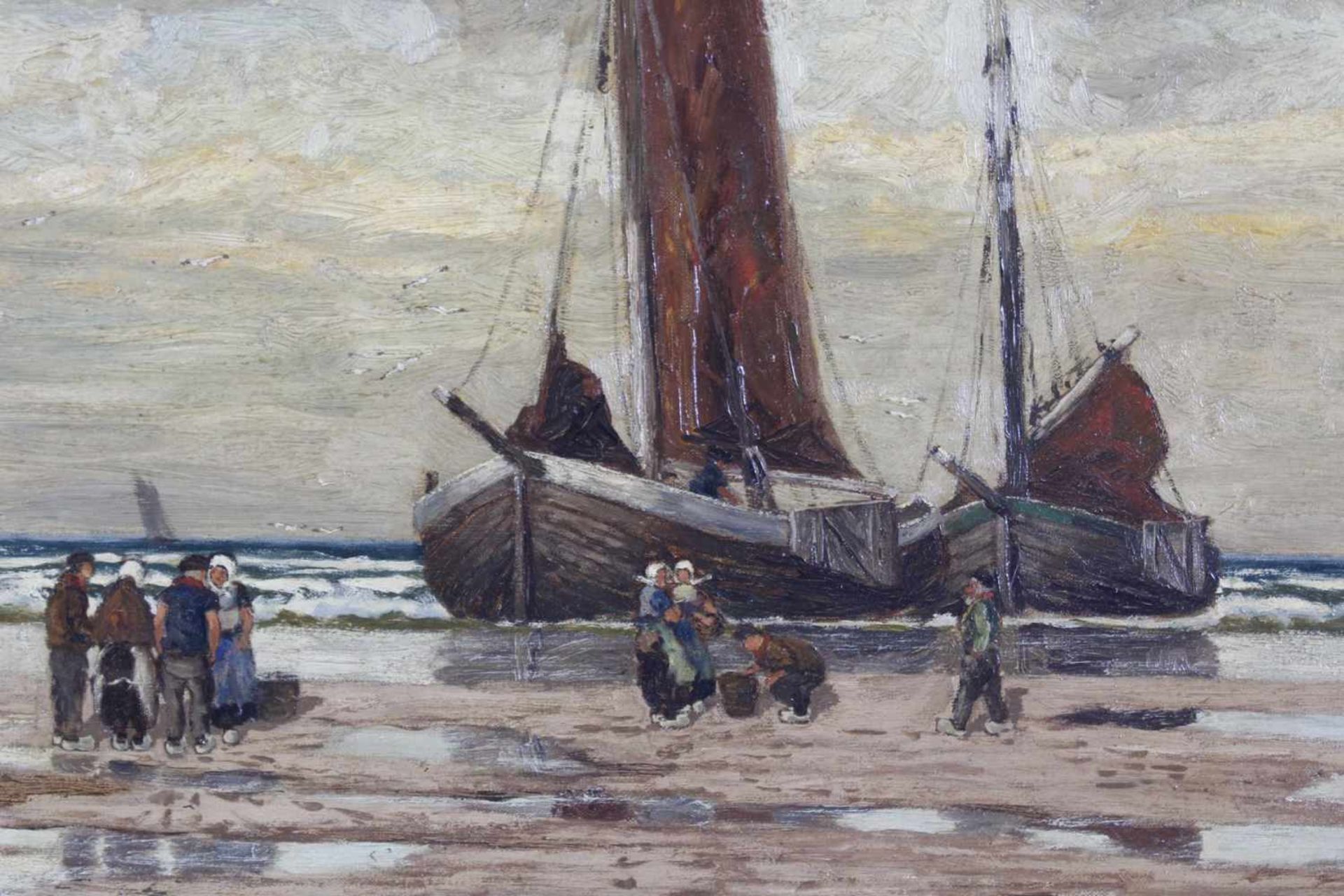Carl Fey 1867 - 1939, Wattenmeer mit Seegelbooten und Personenstaffage - Bild 4 aus 5