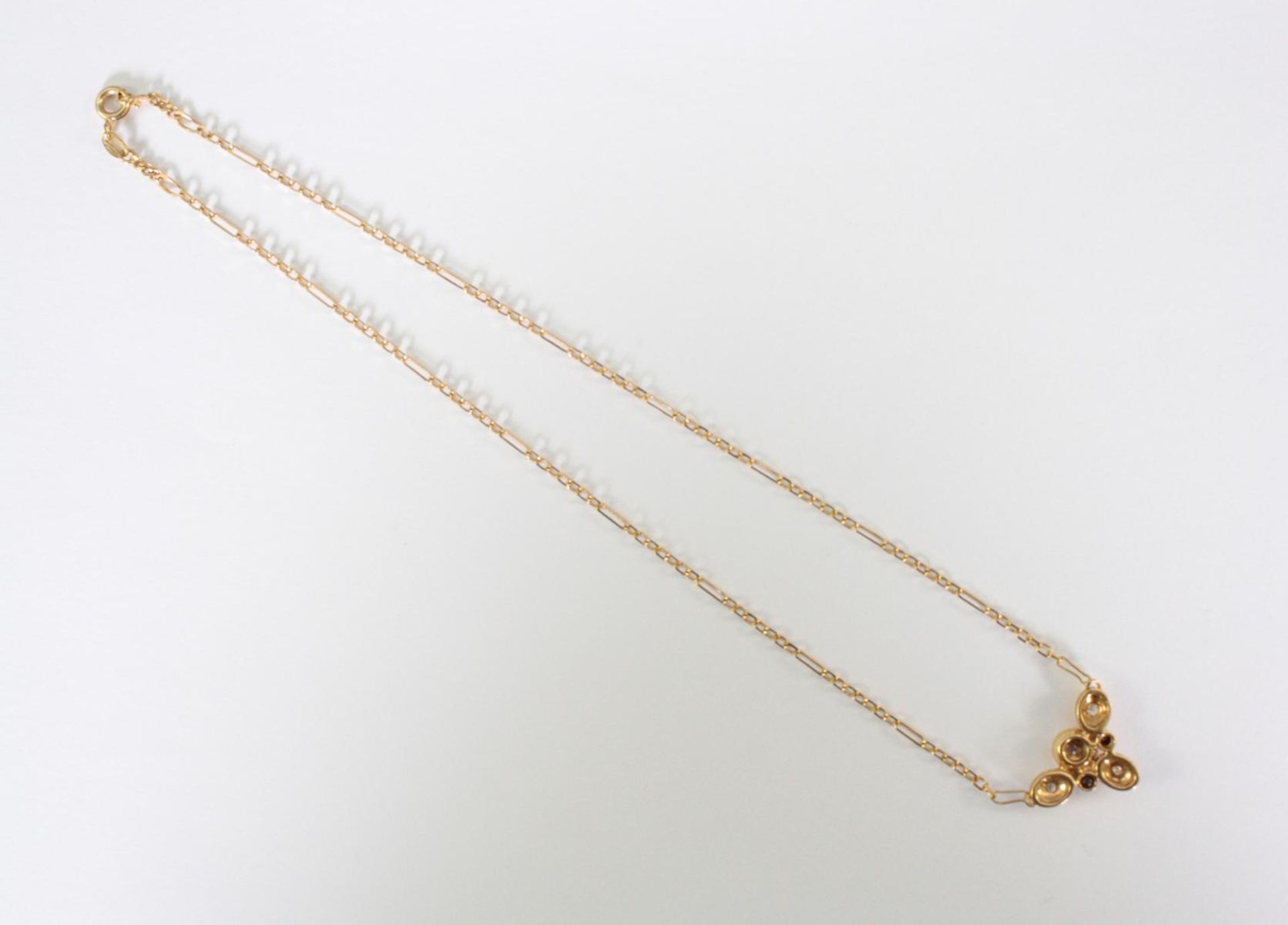 Collier mit Diamanten, 18 Karat Gelbgold - Bild 3 aus 3