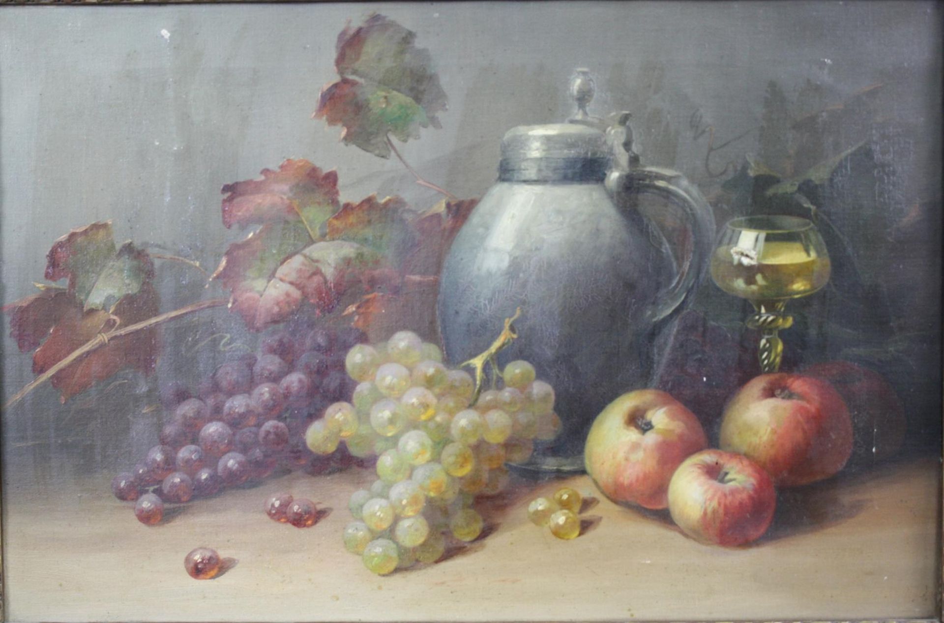 Stillleben mit Zinnkrug und Früchte, 19. Jahrhundert - Bild 2 aus 4