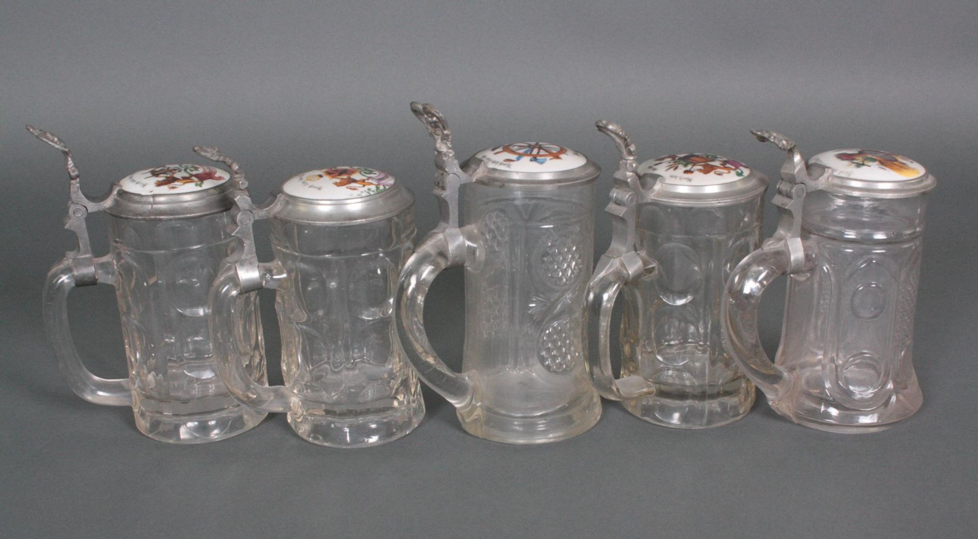Fünf Glas-Handwerker-Bierkrüge, 19. Jahrhundert - Bild 5 aus 8