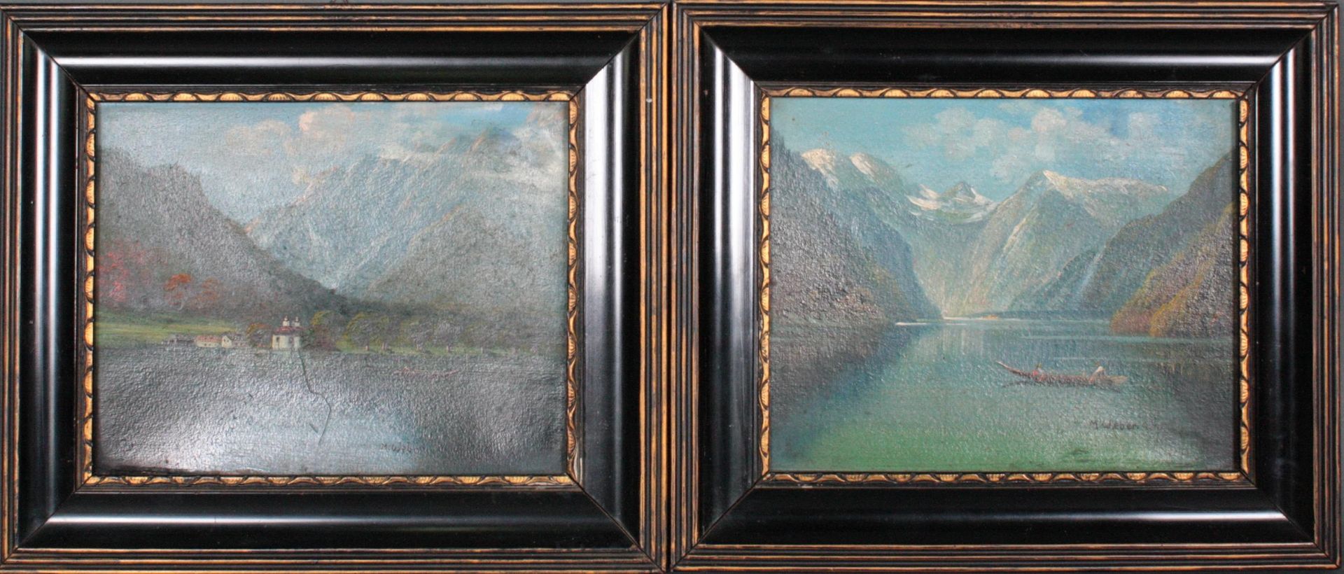 Zwei Gemälde. Signiert M. Weber, Landschaftsmaler Ende 19. Jahrhundert