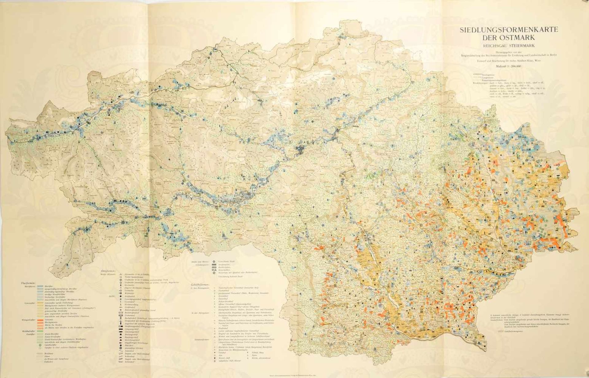 SIEDLUNGS-FORMENKARTE, „der Reichsgaue Wien, Kärnten, Niederdonau, Oberdonau Salzburg, Steiermark - Bild 2 aus 3