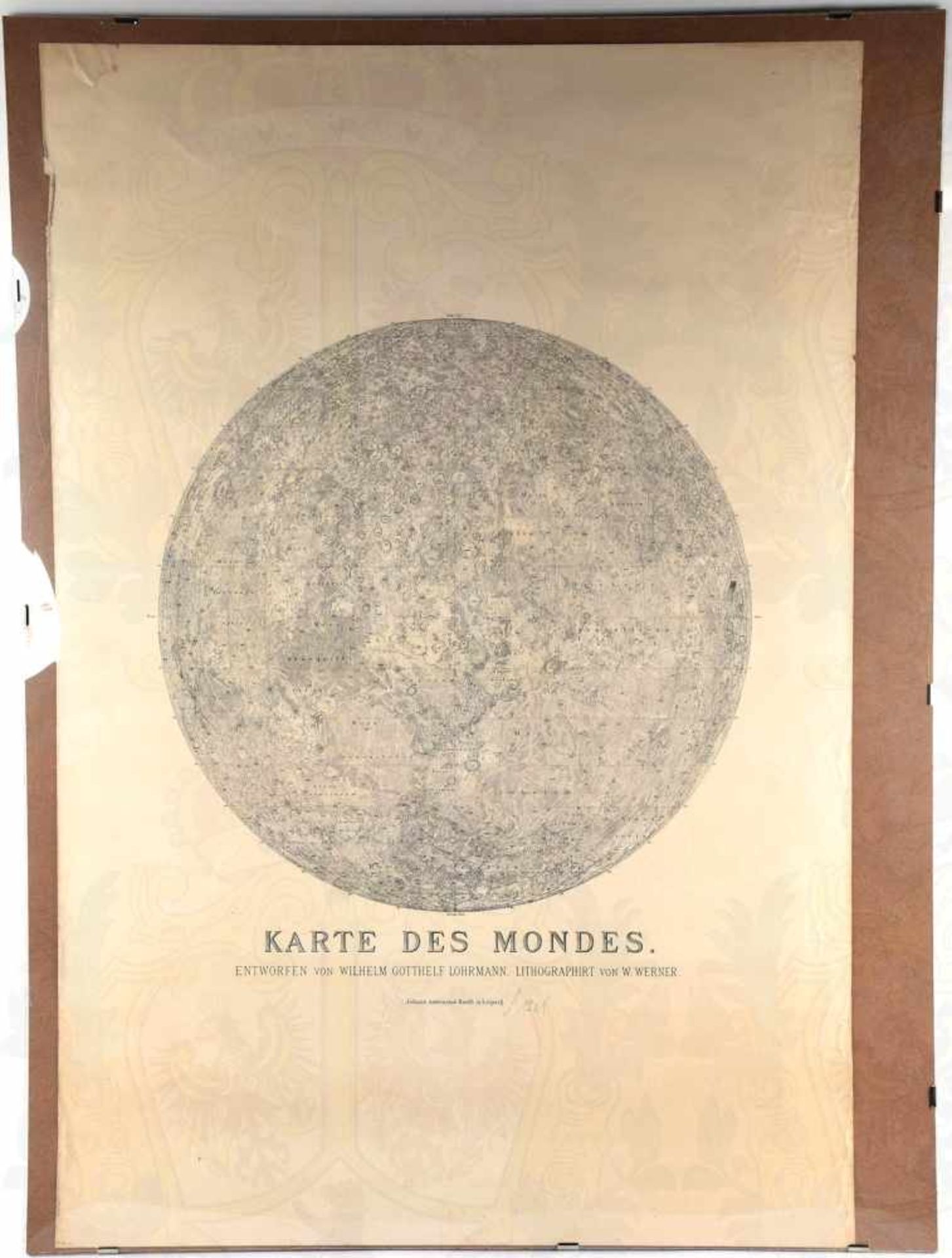 KARTE DES MONDES, Lithographie v. W. Werner, Druck „J.A. Barth, Leipzig um 1900, 78x52cm, im