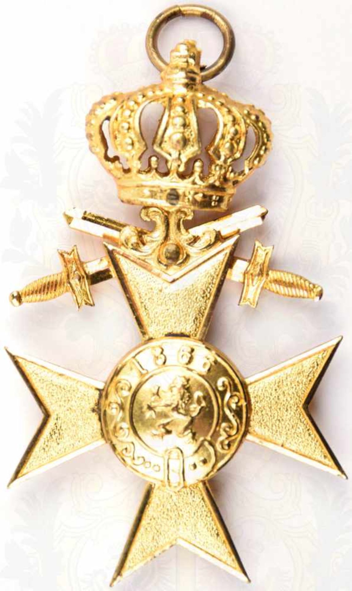 BAYERN MILITÄRVERDIENSTKREUZ 1. KLASSE, mit Krone u. Schwertern, Bronze/vergoldet, vorderes - Bild 3 aus 3