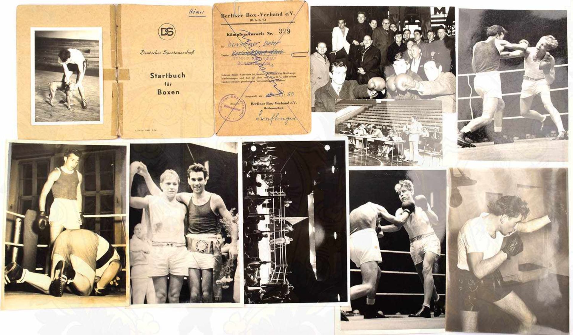 ALBUM AMATEURBOX-MEISTERSCHAFTEN 1954, im Berliner Sportpalast, 18 Pressefotos v. Kämpfen, auch
