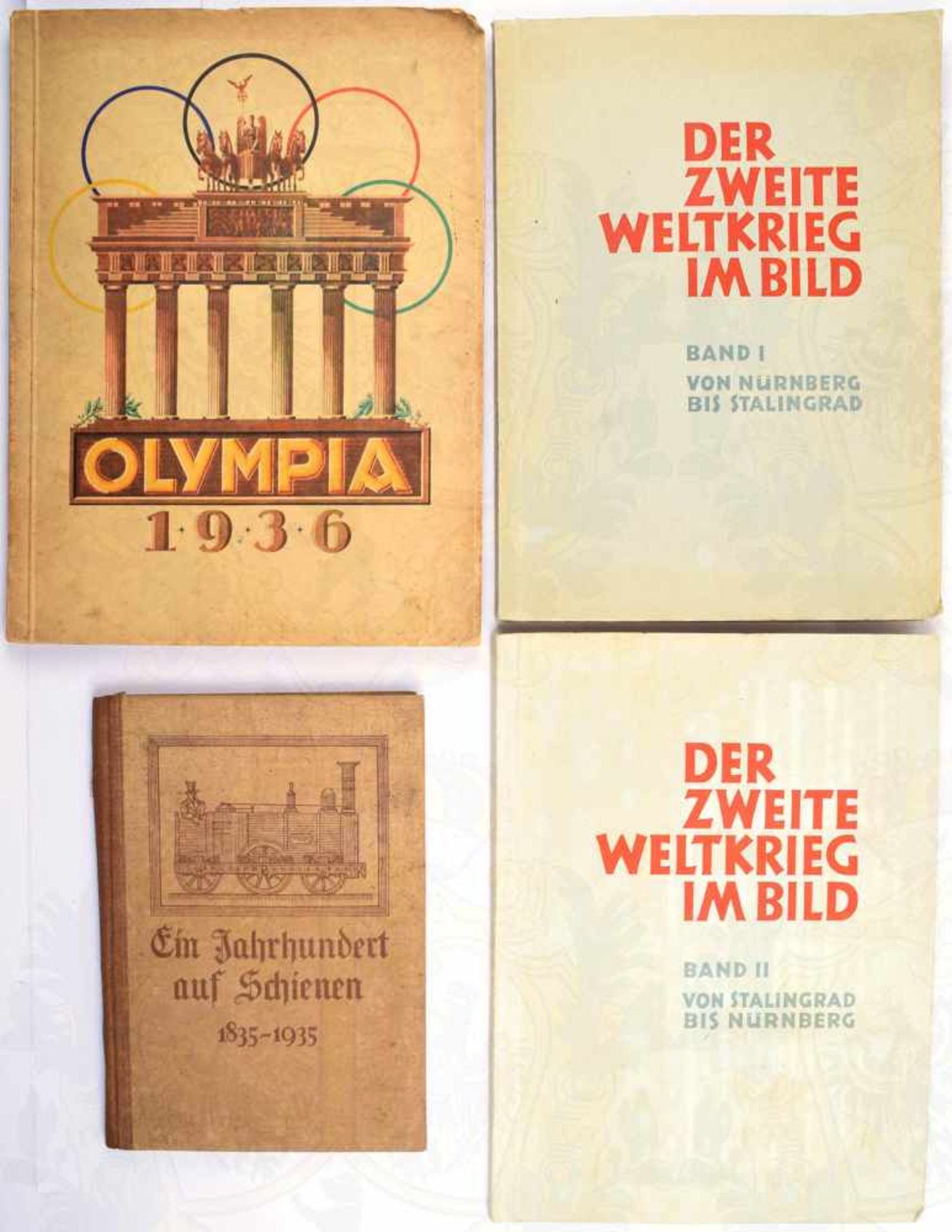 4 ALBEN, Olympia 1936; Ein Jahrhundert auf Schienen; 2. Weltkrieg im Bild (Bde. 1 u. 2), kpl., P.