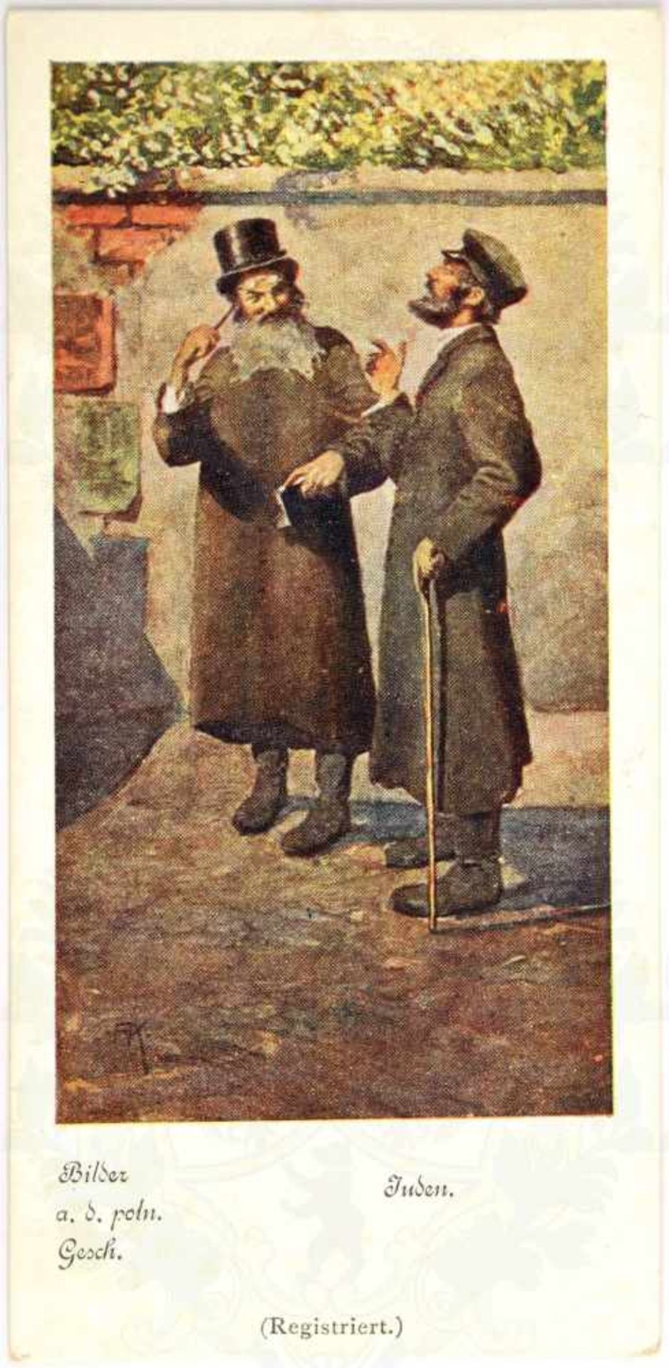 SAMMELBILD „JUDEN“, farbiger Druck, um 1910, aus d. Serie „Bilder aus der polnischen Geschichte“,