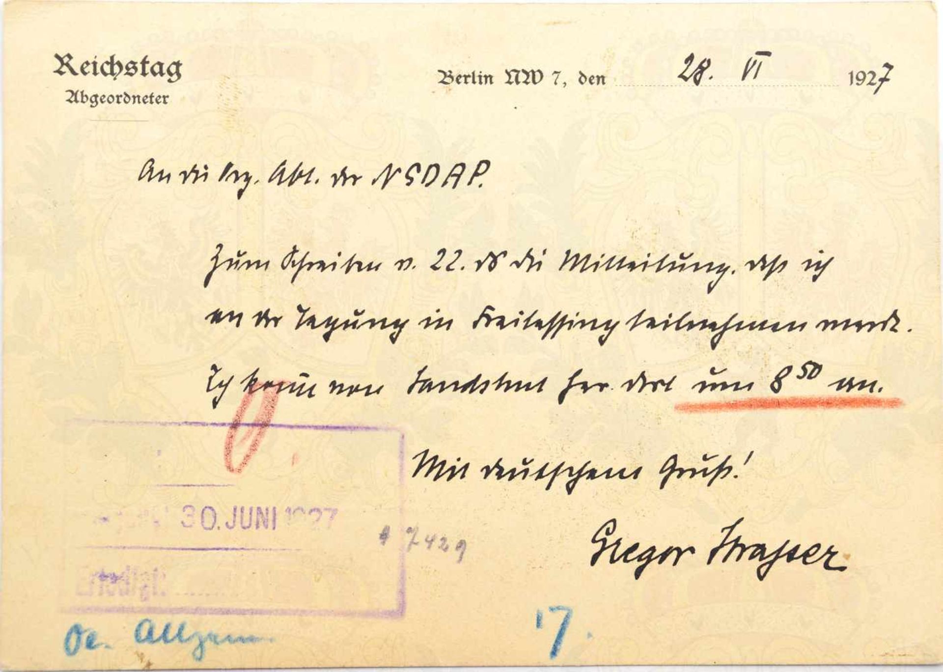 STRASSER, GREGOR, (1892-30.6.1934), 1925 führendes NSDAP-Mitglied, 1928 Reichsorganisationsleiter,