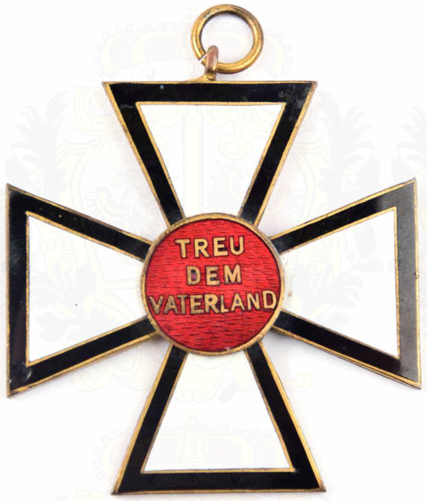 DEUTSCHES BEKENNTNISKREUZ, Treu dem Vaterland, Tombak/emalliert, aufgelegtes Medaillon, Band fehlt