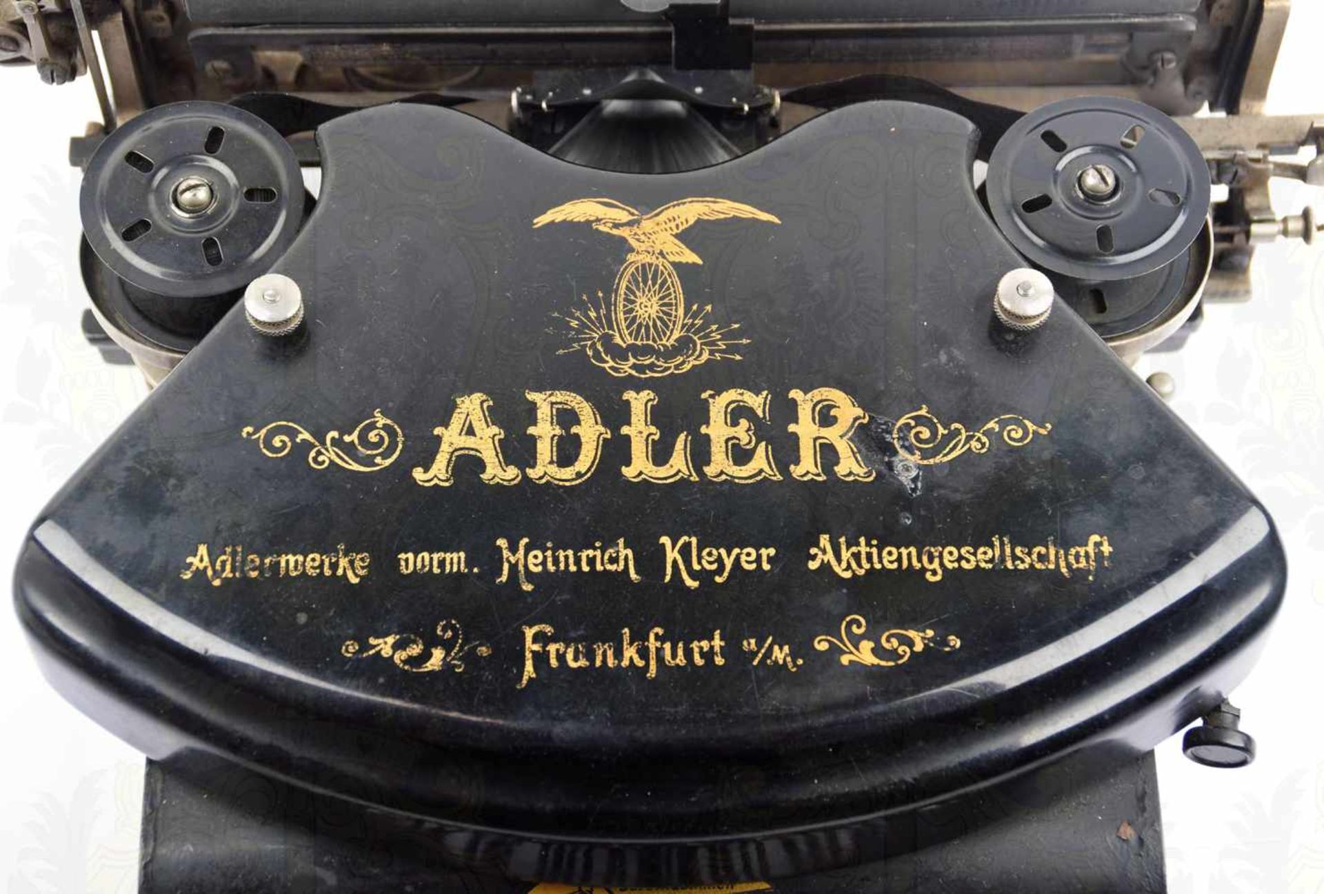 SCHREIBMASCHINE ADLER MODELL 7, schwarzes Stahlblech-Gehäuse, Herst. „Adlerwerke vorm. Heinrich - Bild 2 aus 3
