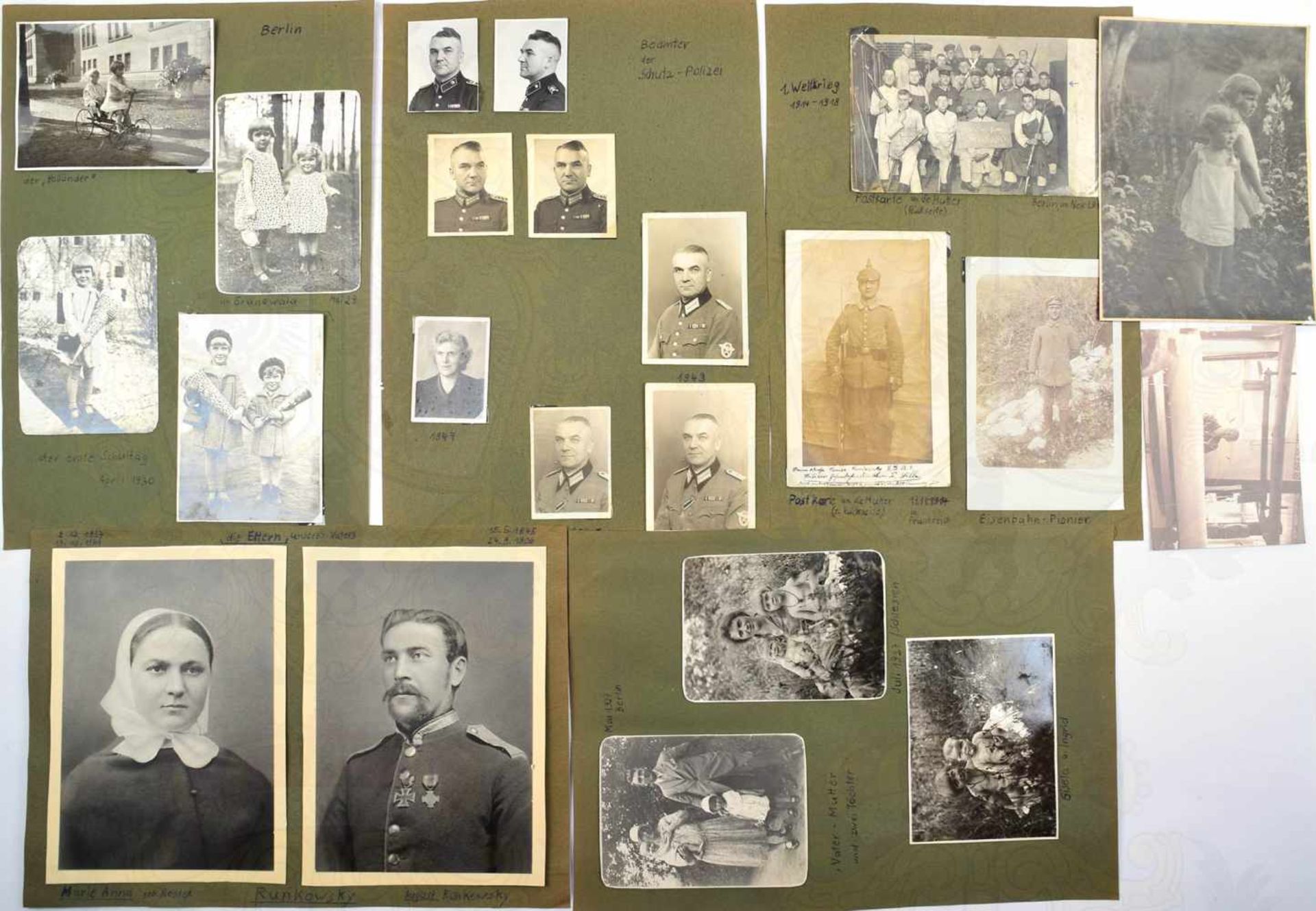 FOTONACHLASS, Oberleutnant d. Schutzpolizei u.s. Familie, 33 Fotos, tls. in Uniform, auch 1. WK u.
