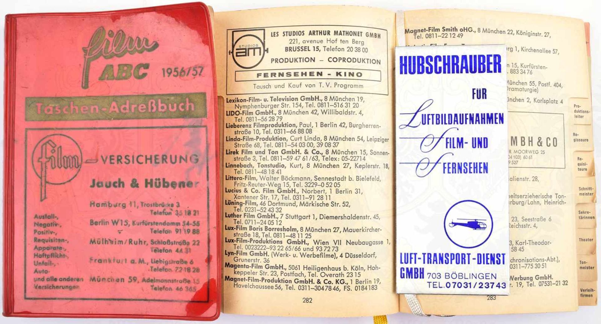 2 ADRESSBÜCHER FILM-ABC, 2 Ausgaben, Hildesheim/Berlin 1956/57 bzw. Hamburg 1968/69, tls. Abb.,