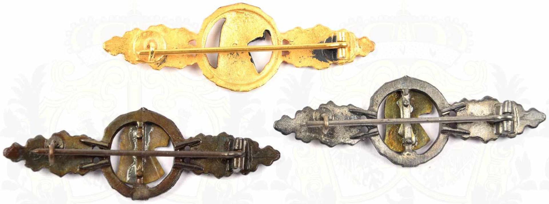 3 FRONTFLUGSPANGEN FÜR AUFKLÄRER, Sammleranfertigungen, in Bronze/in Silber/in Gold, Weißmetall/ - Bild 2 aus 2