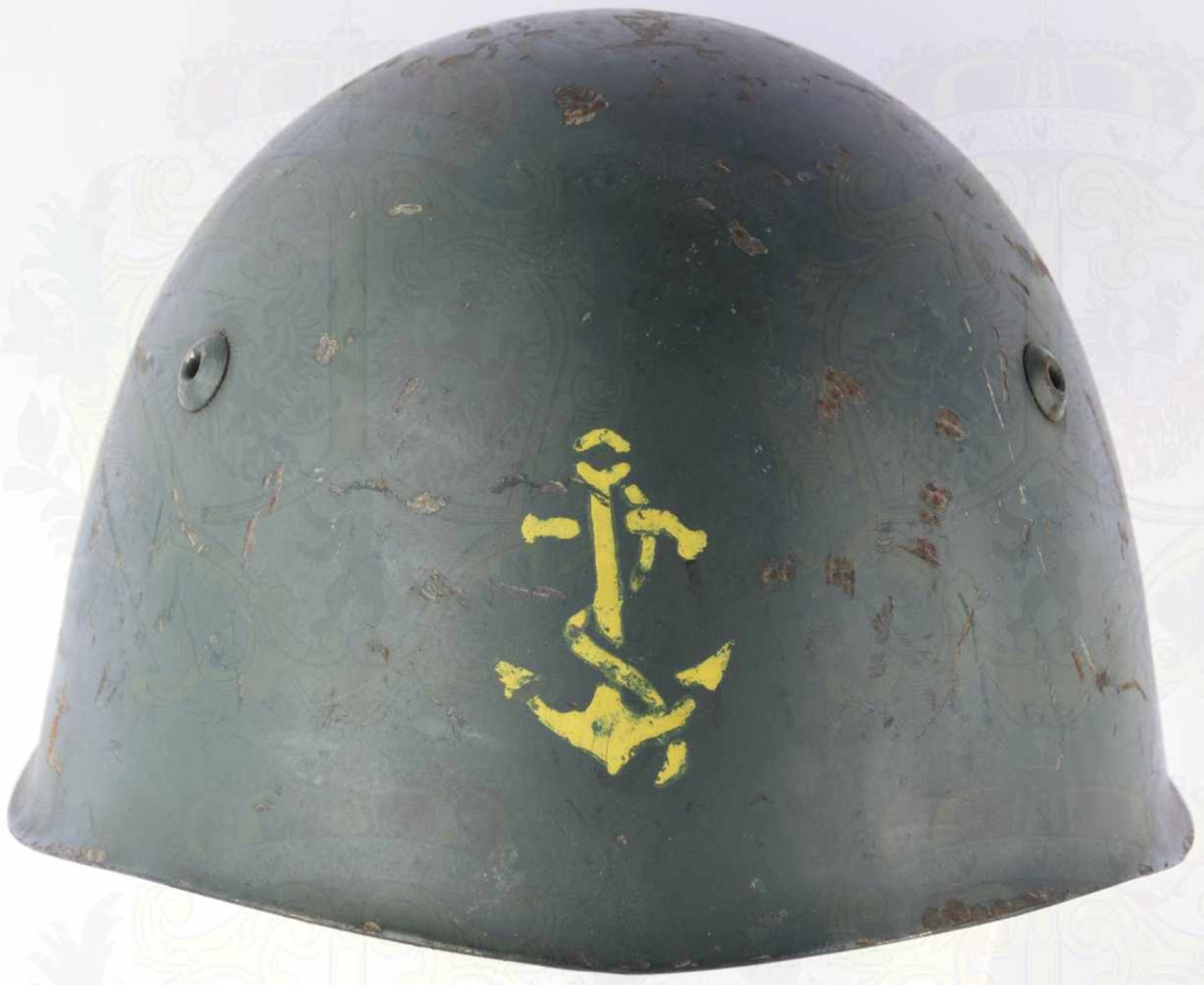 STAHLHELM 1933 f. Kriegsschiffbesatzungen oder Marineinfanterie, Glocke dunkelgrün lackiert, vorn - Bild 2 aus 3