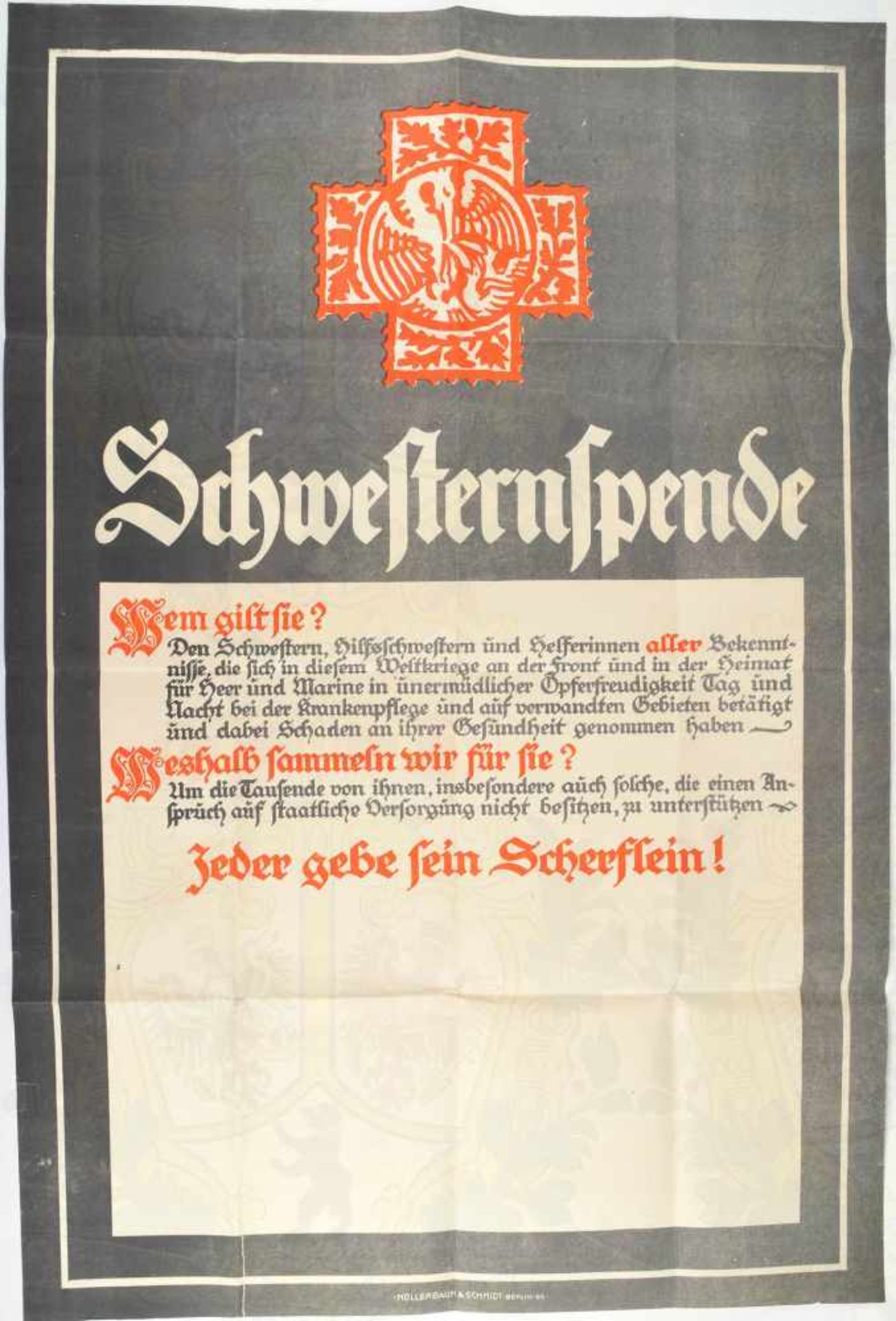 FARBPLAKAT SCHWESTERNSPENDE, Farbdruck f. Hilfssammlungen f. Schwestern, Hilfsschwestern u.