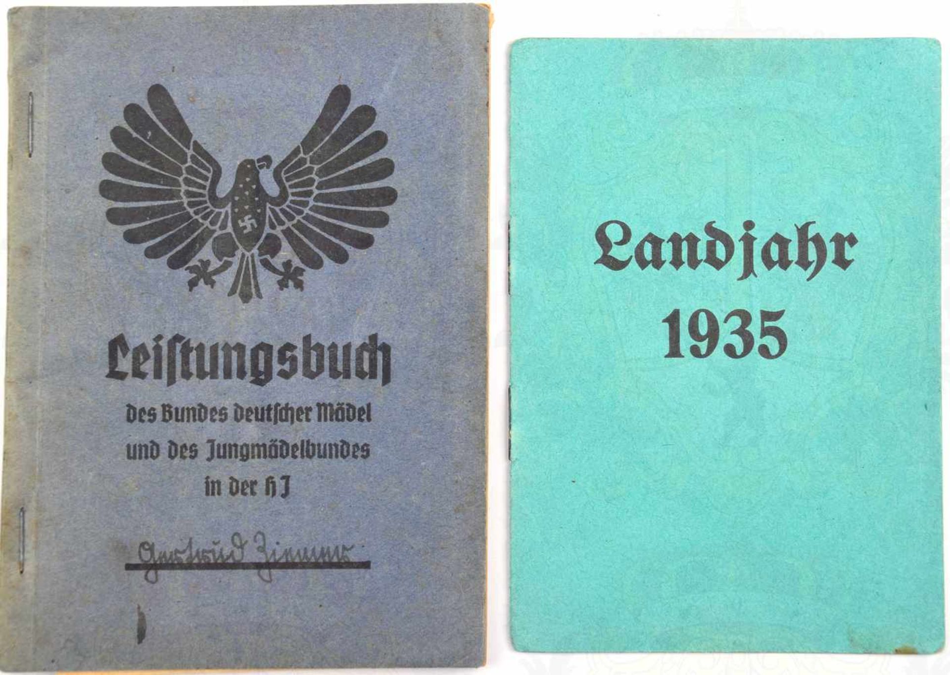 2 AUSWEISE, Landjahrlager Sassin bei Lauenburg in Pommern 1935, Hitlerjunge aus Duisburg-Hamborn, m.