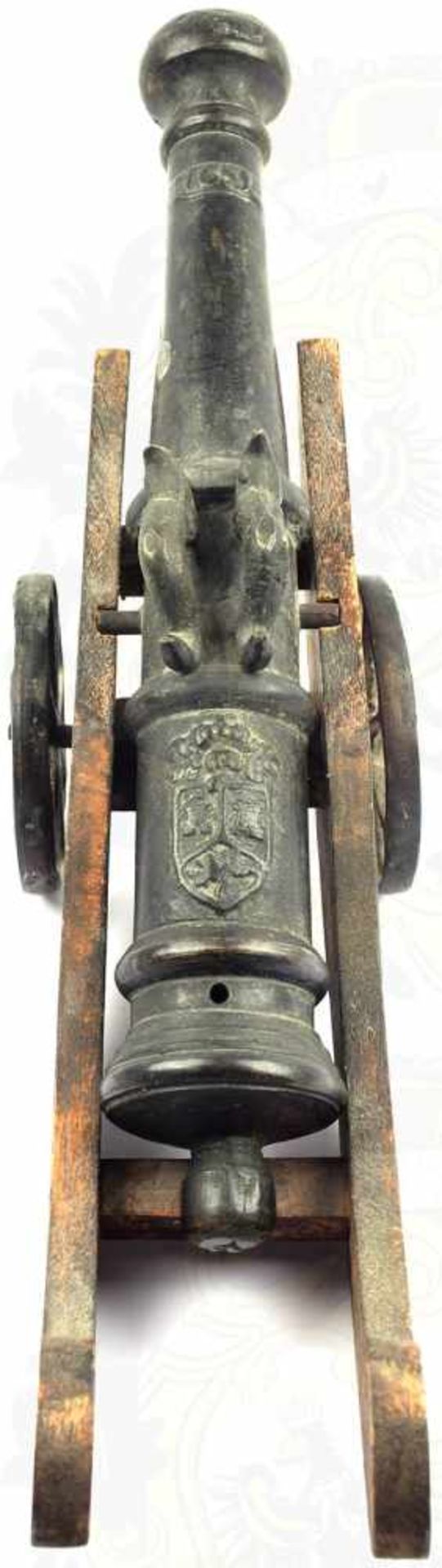 RELING-KANONE, Bronze, Kal. 22mm, Rohr m. relief. Jahreszahl „1651“, ursprünglich wohl gefertigt als - Bild 3 aus 4