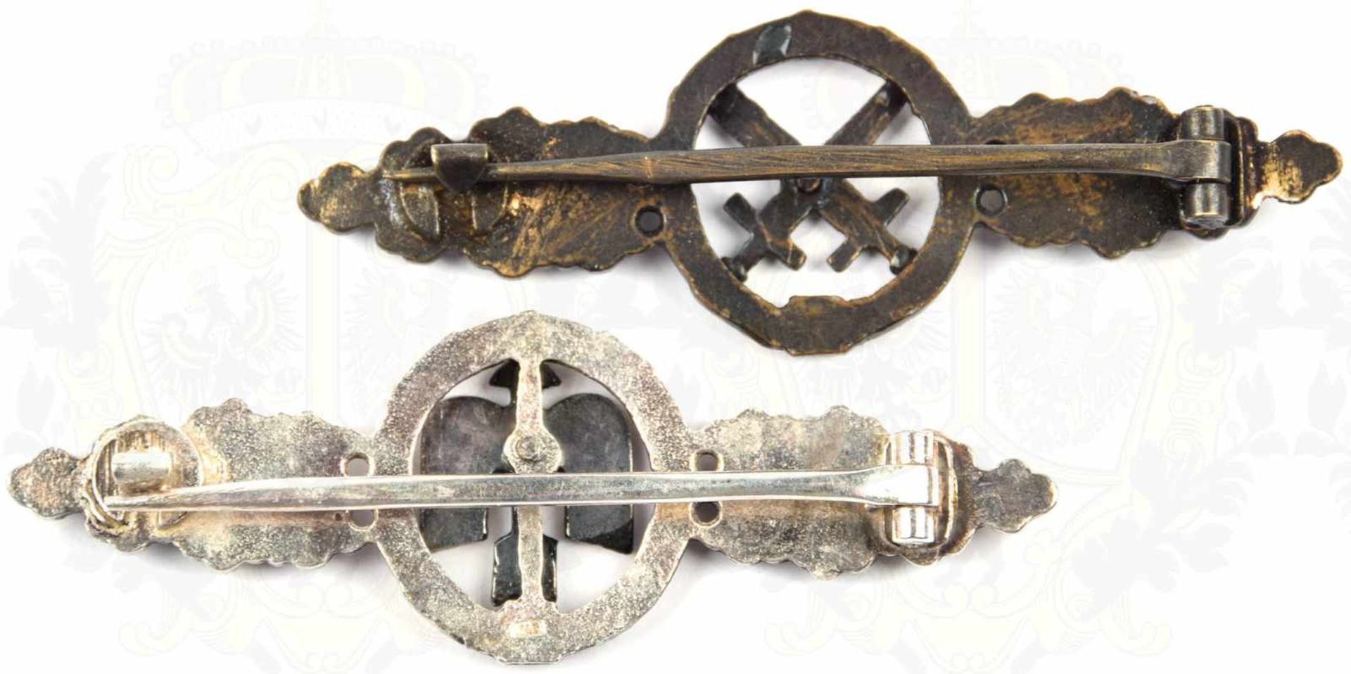 2 FRONTFLUGSPANGEN: für Tagjäger in Silber u. für Schlachtflieger in Bronze, Sammleranfertigungen, - Bild 2 aus 2