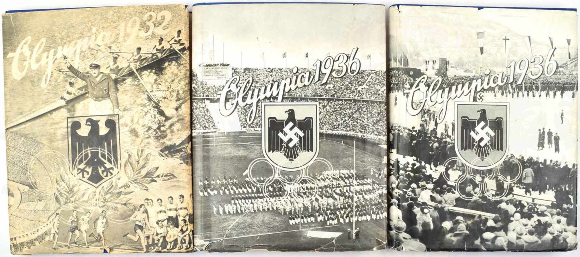 3 ALBEN OLYMPIA 1932 UND 1936, Los Angeles; Berlin u. Garmisch-Partenkirchen, Bde. 1 u. 2, farbige