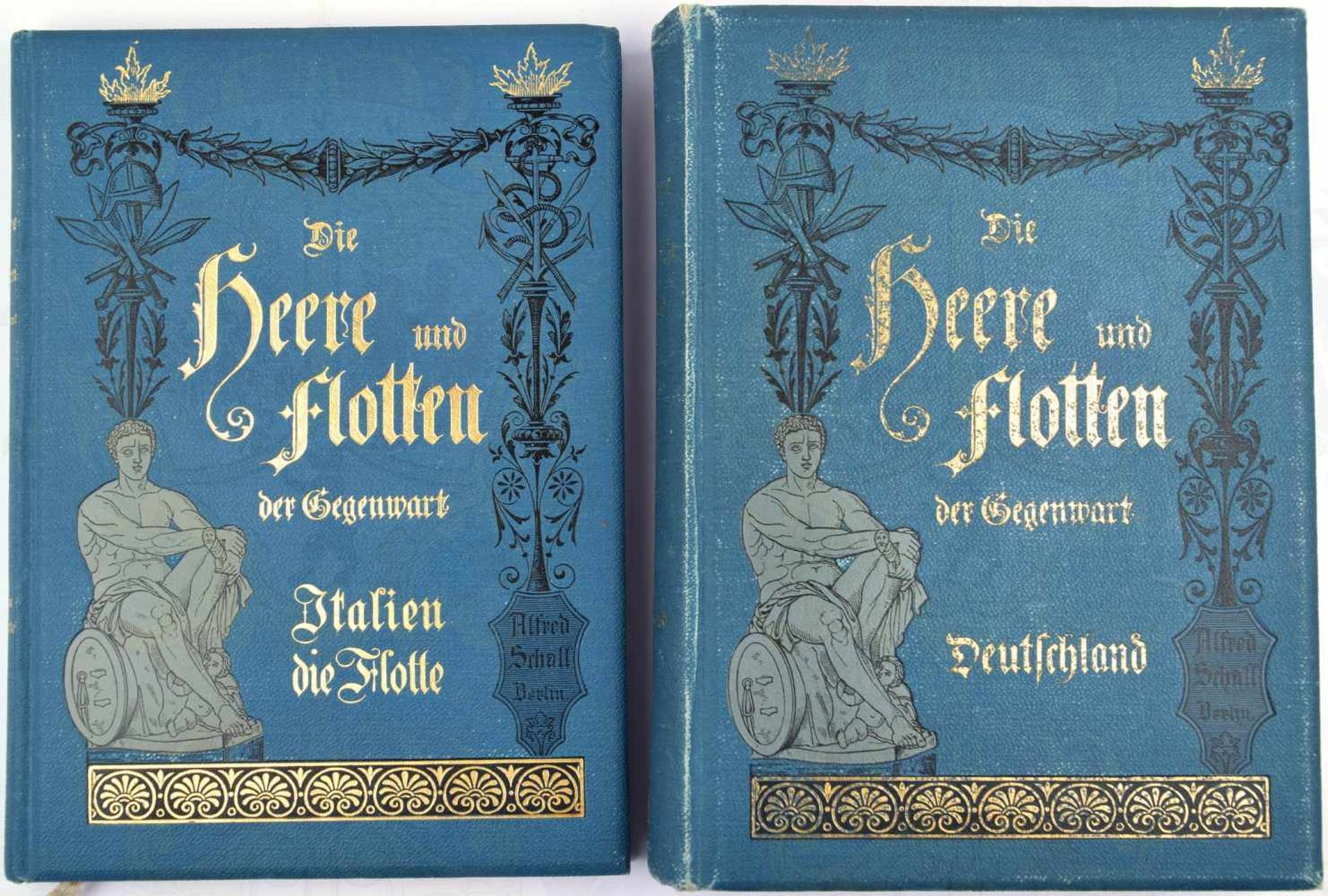 DIE HEERE UND FLOTTEN DER GEGENWART, 2. Bde. „Deutschland Heer u. Flotte“, 1896; „Italien Flotte“,
