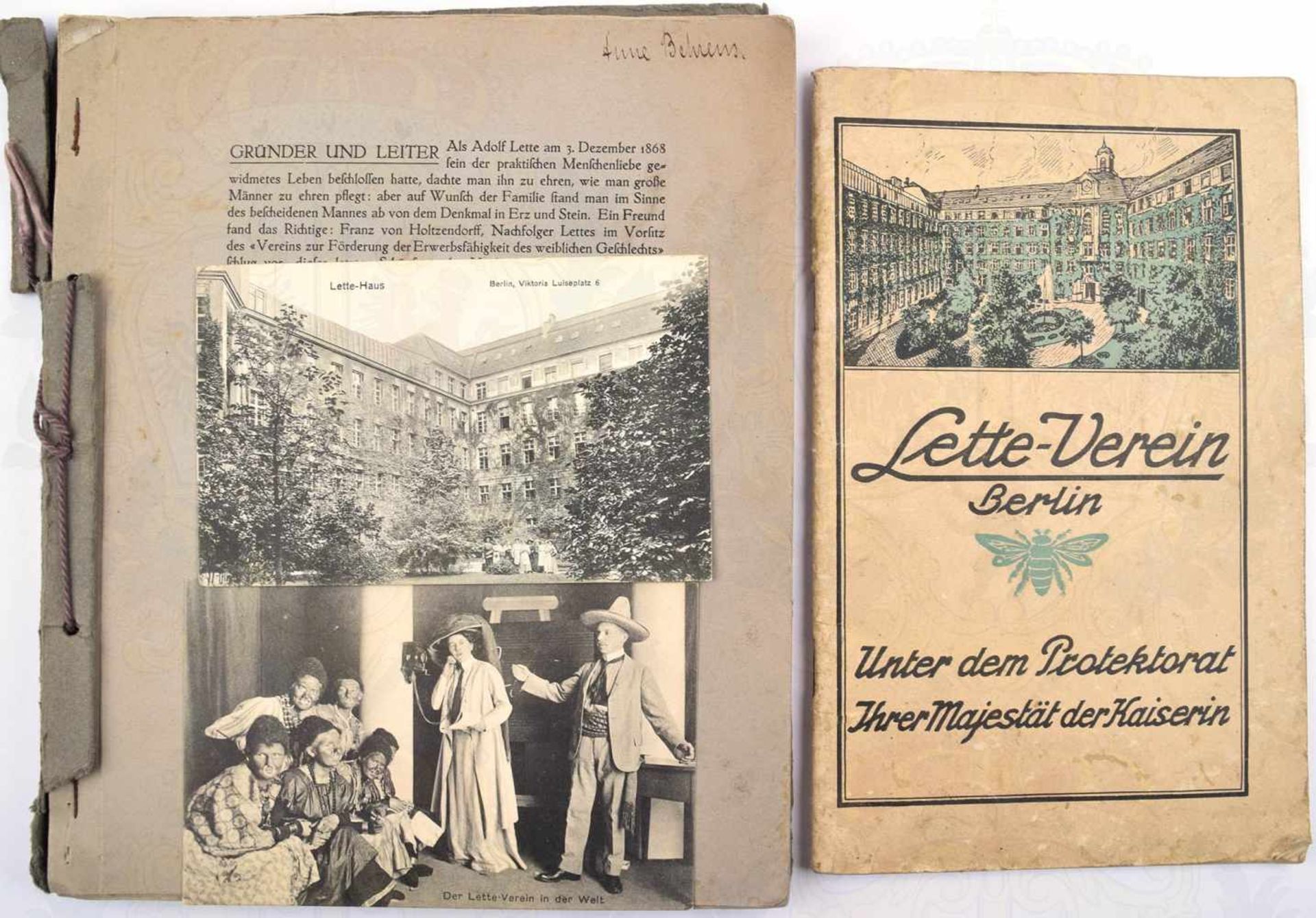 KONVOLUT LETTE-VEREIN (höhere Bildungsanstalt für Frauen in Berlin): Programmheft, Dez. 1914, 54 S.;