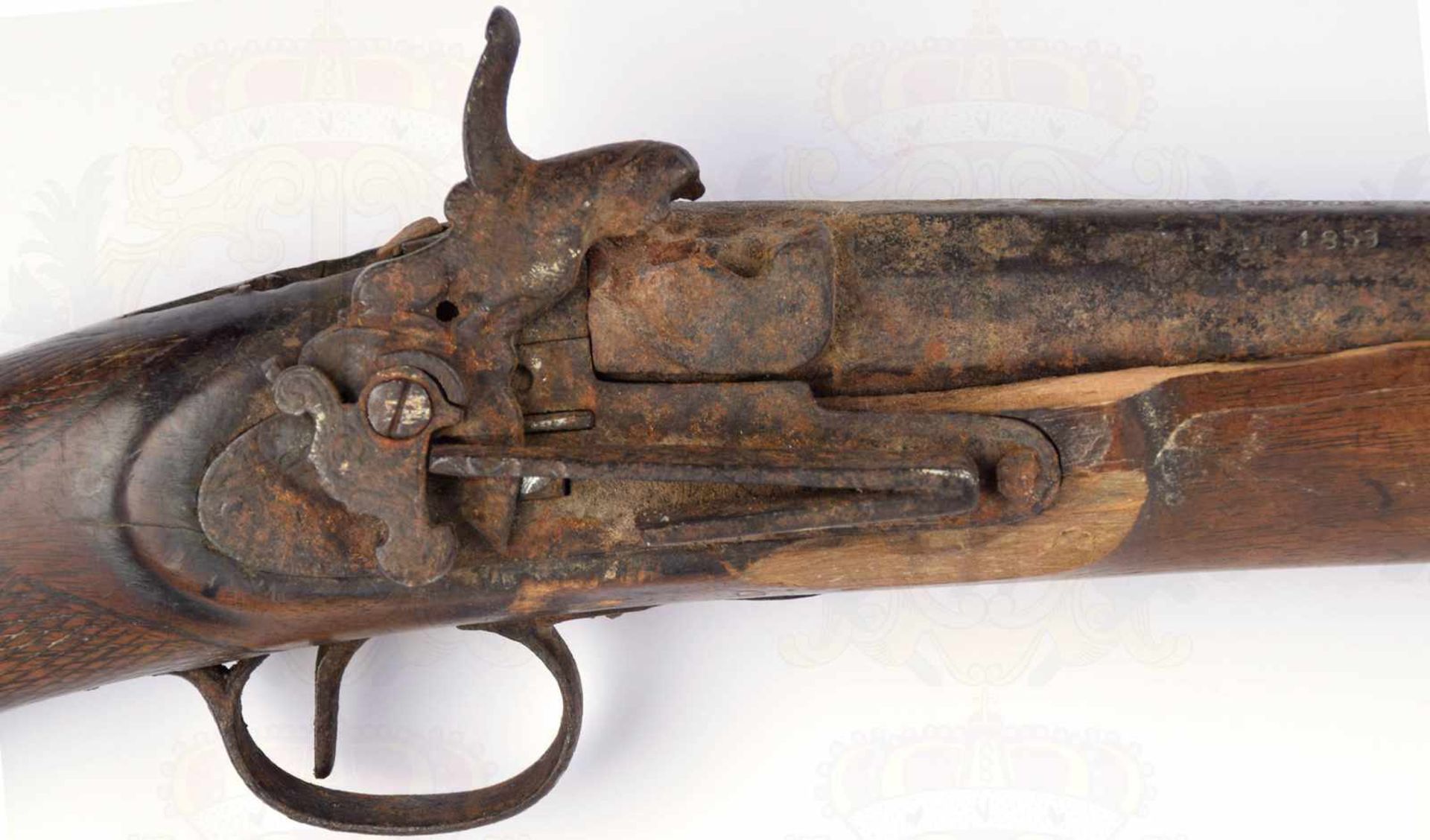 VORDERLADER-PERKUSSIONSGEWEHR, Herst. Pedro Guisasola, Eibar 1859, Lauf achtkantig, in Rud - Bild 2 aus 3