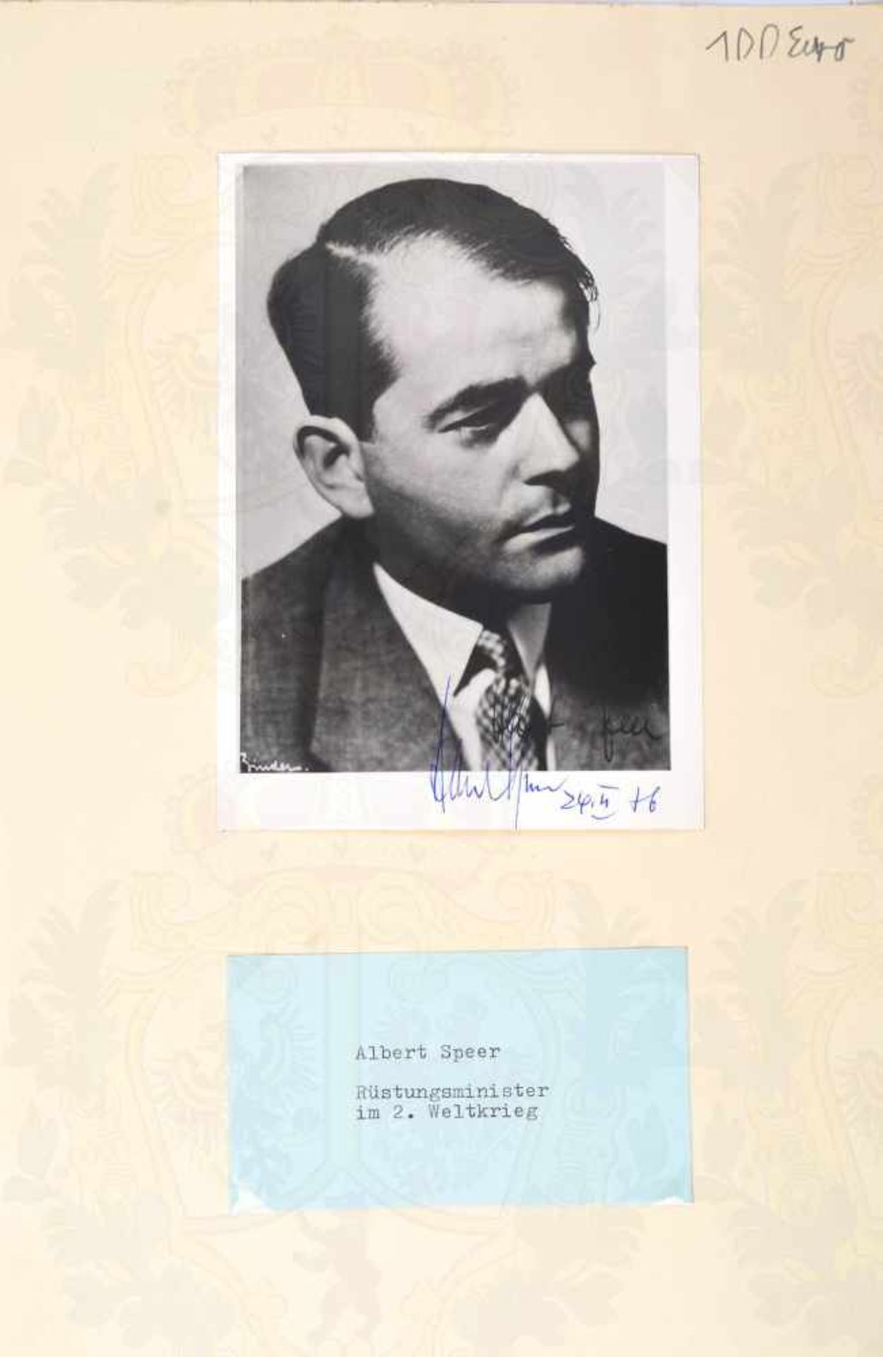SPEER, ALBERT, (1905-1981), dt. Architekt, 1942-1945 Reichsminister für Rüstung u. Kriegsproduktion,