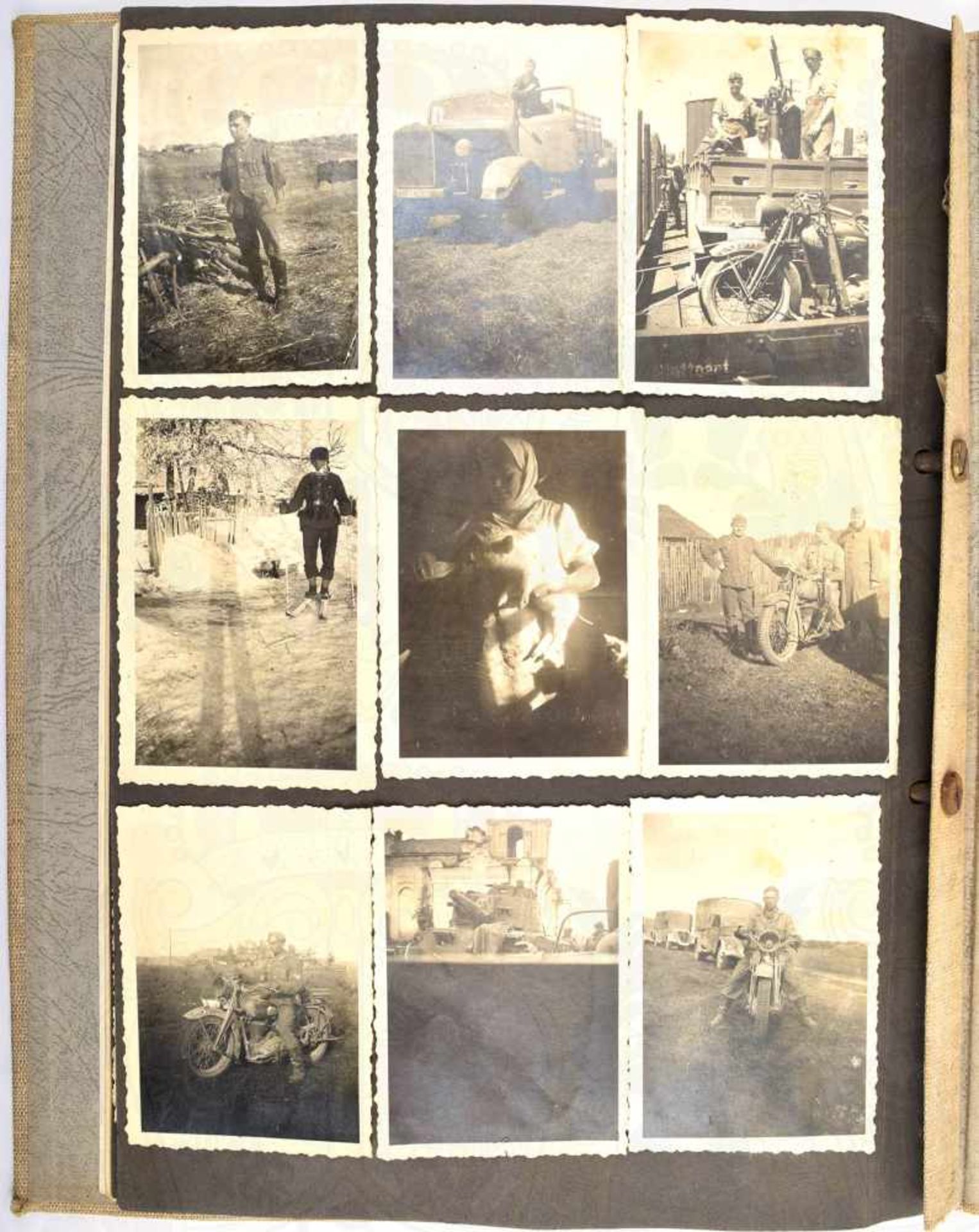 ERINNERUNGSAALBUM EINES GEFREITEN der Panzerabwehr-Abt. 19, mit 72 Fotos, Rußland-Feldzug 1942, - Bild 3 aus 3