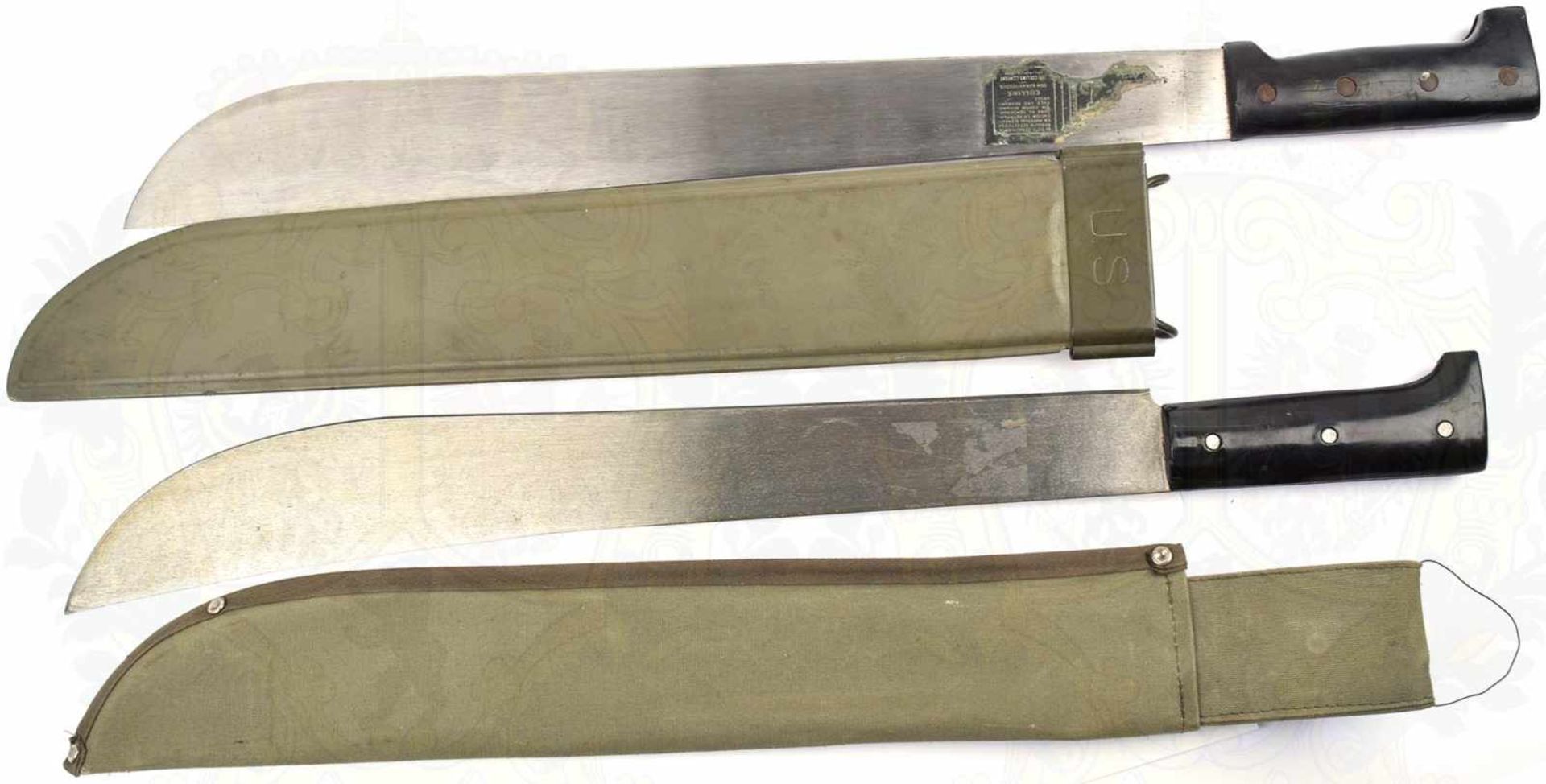 2 MACHETEN, Militärmachete USA Collins Legitimus; Machete Made in Chechoslovakia, je ges. L. 58cm,