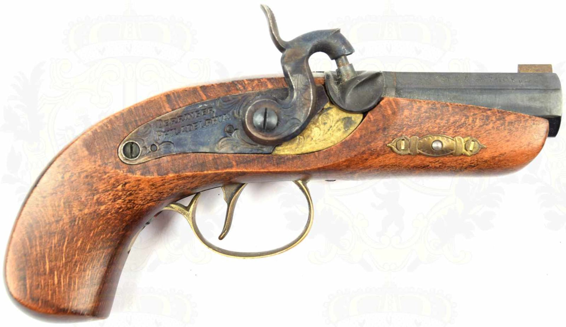 VORDERLADER-PERKUSSIONSPISTOLE Philadelphia Derringer, Kal. 45, neuzeitliche Fertigung, Herst. „