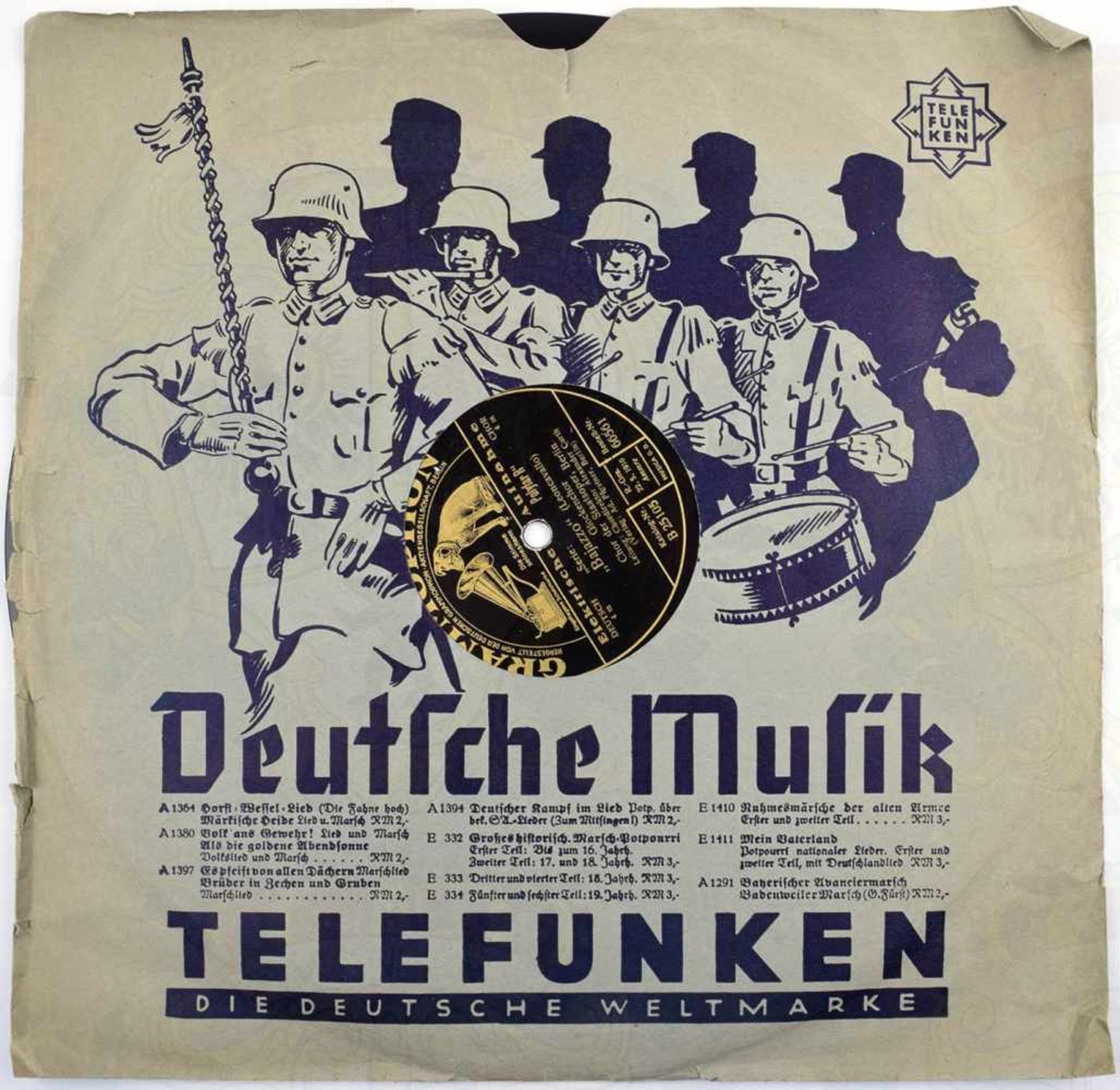 1 SCHELLACKPLATTE, „Margarethe“ u. „Bajazzo“, Soldatenchor bzw. Glockenchor, „Grammophon“ 1927, Chor