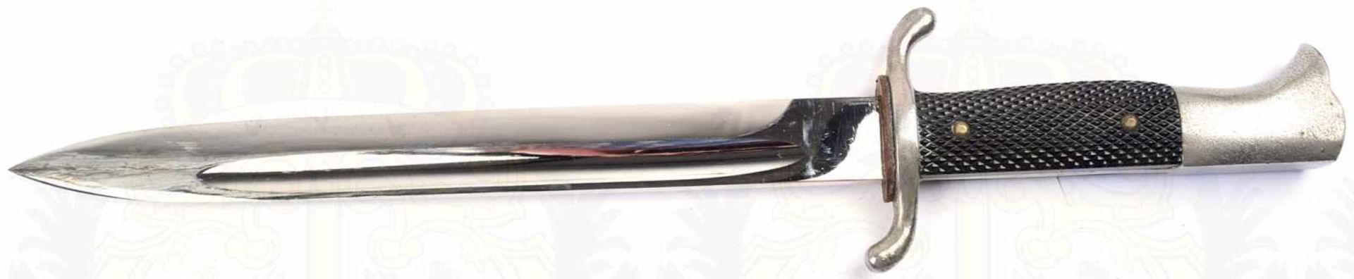 FEUERWEHR-FASCHINENMESSER, vernickelte Klinge, L. 25cm, Stoßleder, vernickelte Griffteile aus - Bild 2 aus 4
