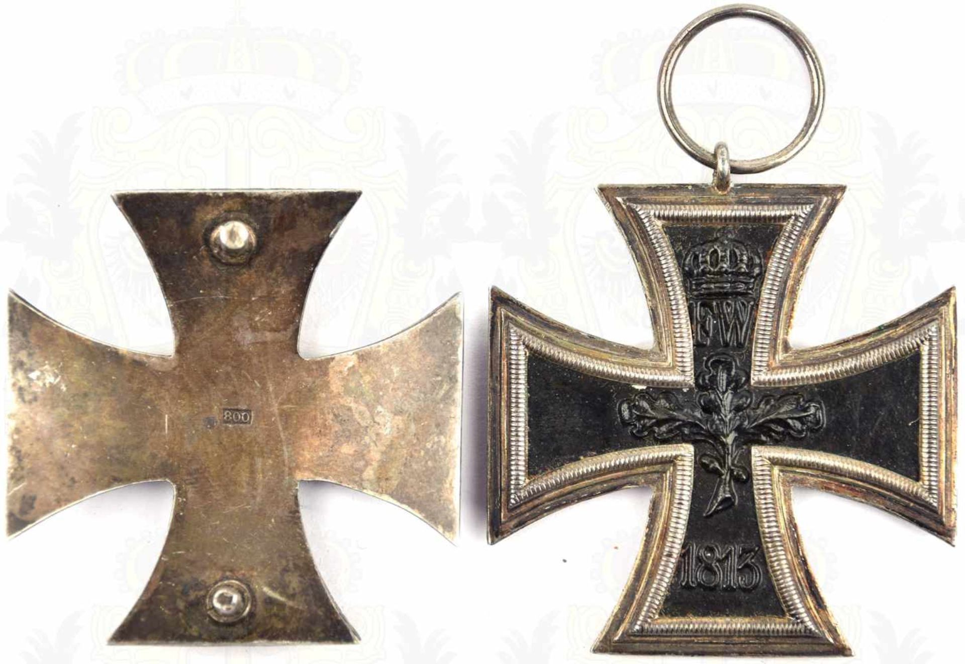 2 EHRENZEICHEN: EK I 1914, stark gewölbte Form, mattschwarz lackierter Eisenkern, Zarge Silber m. - Bild 2 aus 2