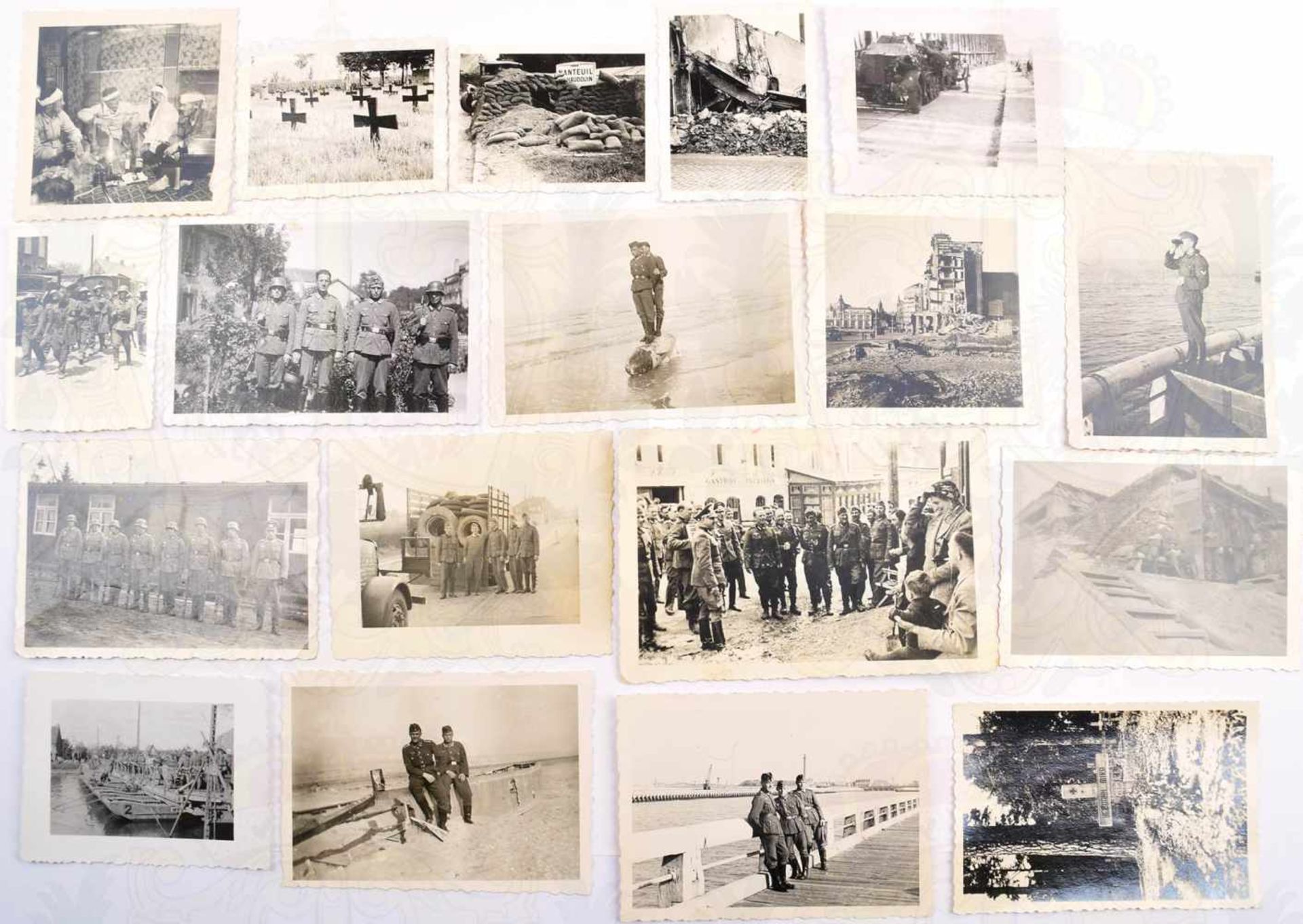 SAMMLUNG 87 FOTOS, Frankreichfeldzug, Zerstörungen, gefangene schwarze schwarze afrikan. Soldaten im