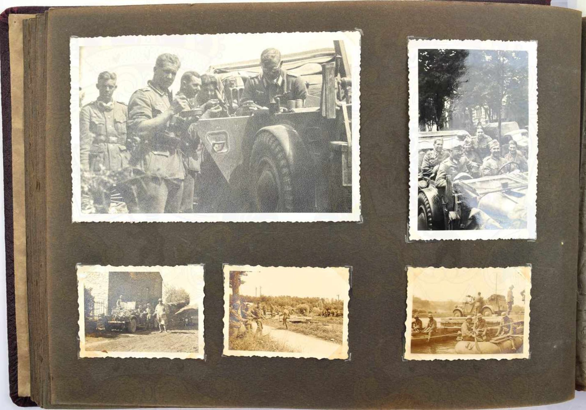FOTOALBUM SCHÜTZEN-REGIMENT 2 mit 145 Fotos u. 5 AK, 1939-1940, Frankreich-Feldzug, Vormarsch, - Bild 3 aus 4