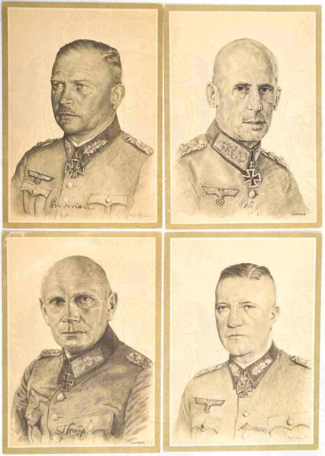 4 AK DER FÜHRER UND SEINE GENERALE DES HEERES: Gen.Oberst Guderian, Hoth, Fromm u. Strauß,