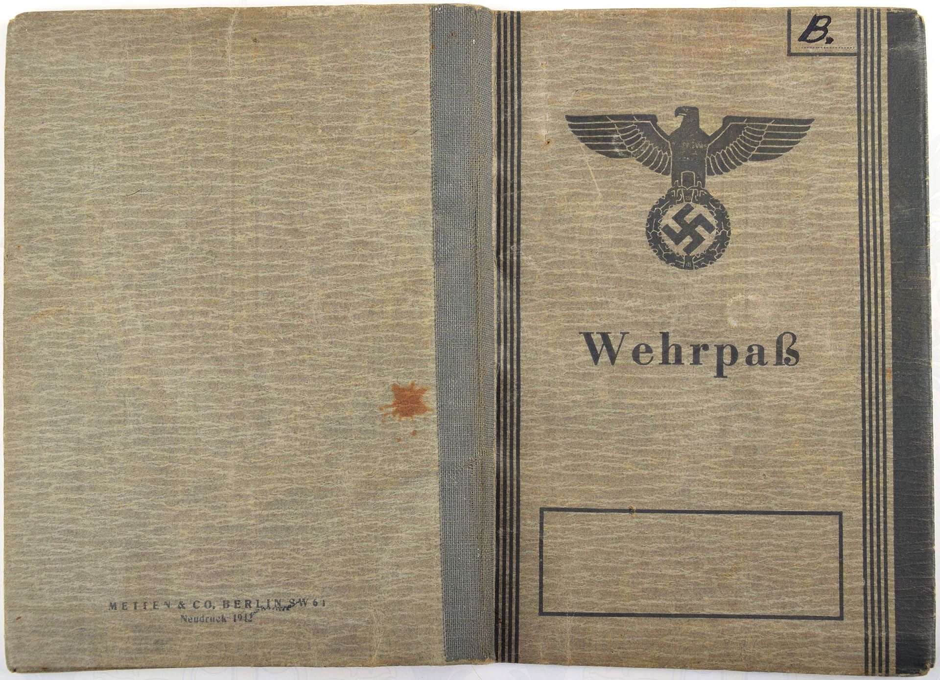 WEHRPASS RAD-HAUPTVORMANN, aus Goslar (Jg. 1926), Abt. 4/182 Neustadt (Fronteinheit?), 3