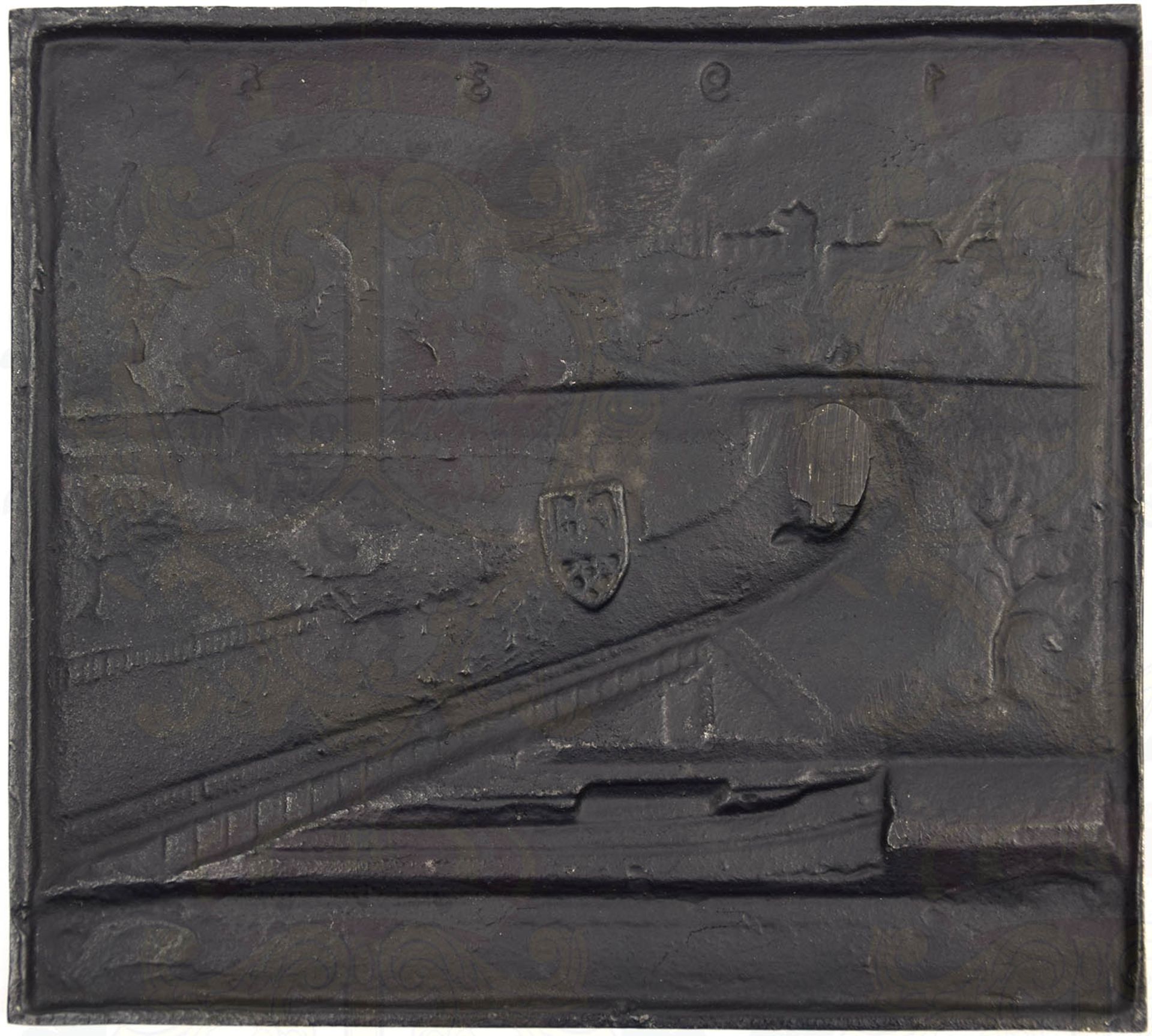 PLAKETTE „ALLER DINGE ANFANG LIEGT IN DER TAT“, 1938, Eisenguss/geschwärzt, flach relief. - Bild 2 aus 2
